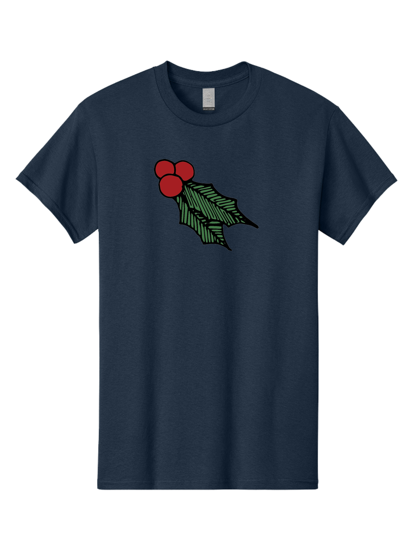 Holly-Leaf-With-Berries Men'S Graphic Tee, 100% Cotton, Comfortable Casual Summer Wear, Machine Washable, Holiday Decor, Festive Illustration, Christmas Symbolism, Holly Leaves, Red Berries, Winter Decoration, Seasonal Graphics -  Aaa933 19