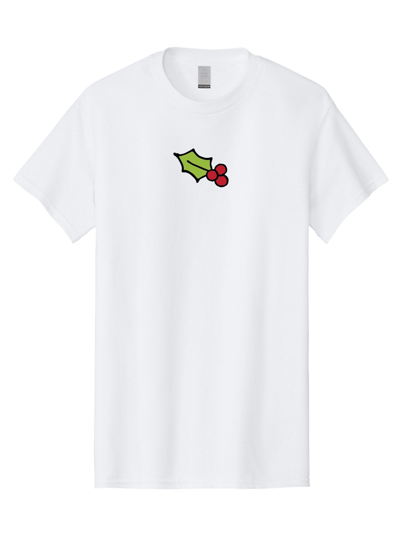 Holly-Leaves-And-Berries-1 Men'S Graphic Tee, 100% Cotton, Comfortable Casual Summer Wear, Machine Washable, Holly Leaf Illustration, Red Berries, Festive Decor, Holiday Theme, Christmas Symbol, Winter Decoration, Cartoon Style, -  Aaa934 4