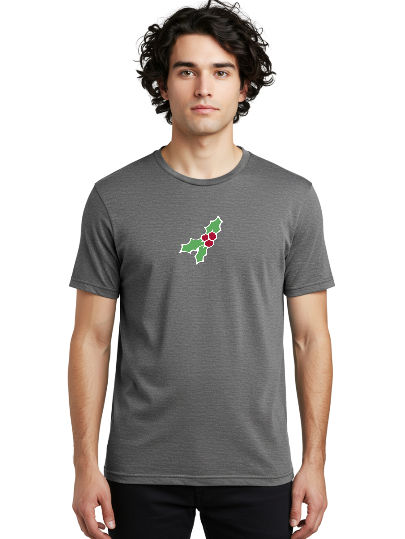 Holly-Leaves-And-Berries Men'S Graphic Tee, 100% Cotton, Comfortable Casual Summer Wear, Machine Washable, Holly Leaves, Red Berries, Festive Greenery, Christmas Decoration, Winter Symbol, Holiday Icon, Seasonal Motif, Festive Holiday Decor -  Aaa935 28