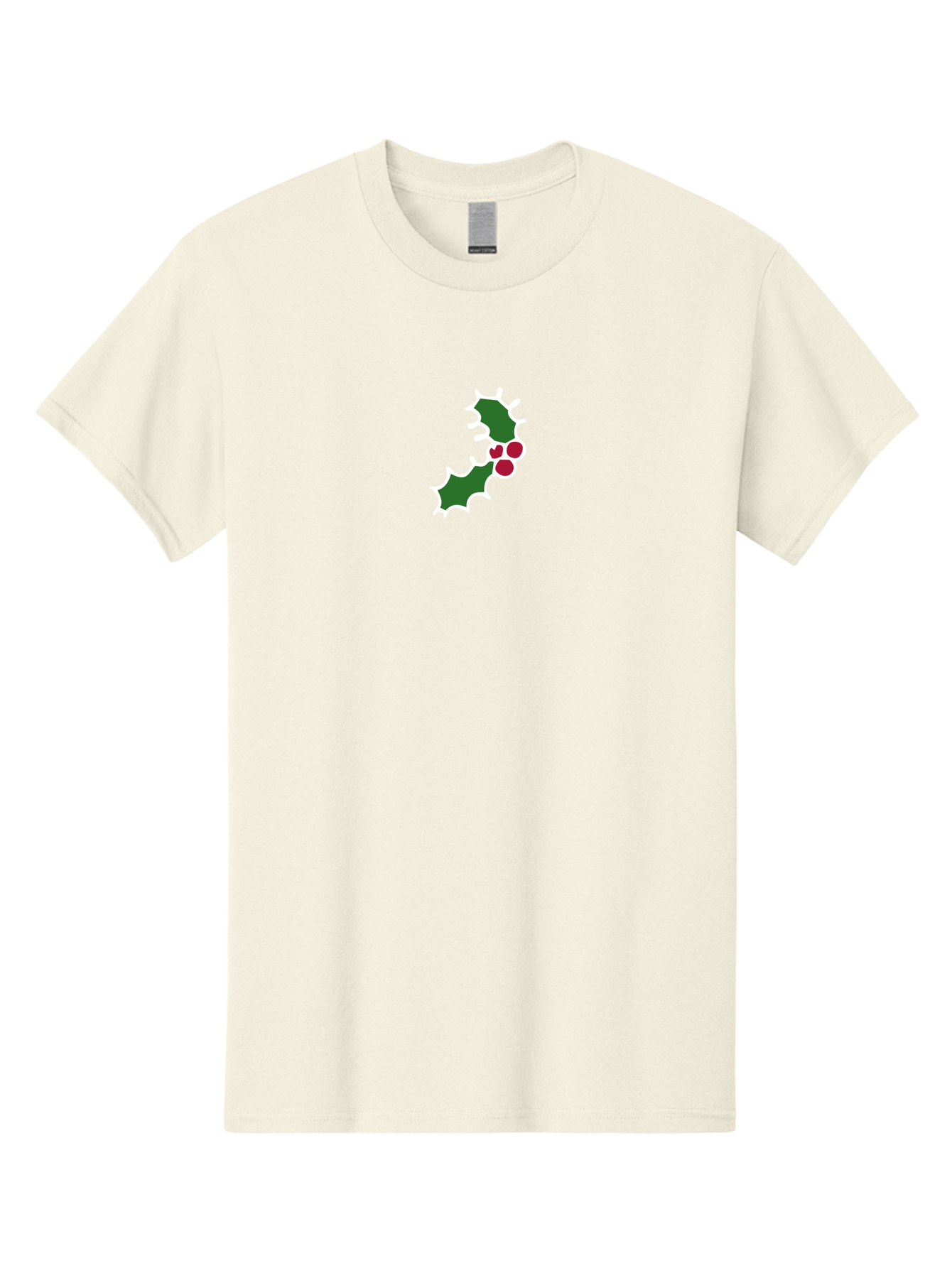 Holly-Leaves Men'S Graphic Tee, 100% Cotton, Comfortable Casual Summer Wear, Machine Washable, Holly Leaves, Red Berries, Festive Decor, Christmas Symbol, Winter Theme, Holiday Decoration, Seasonal Graphic -  Aaa936