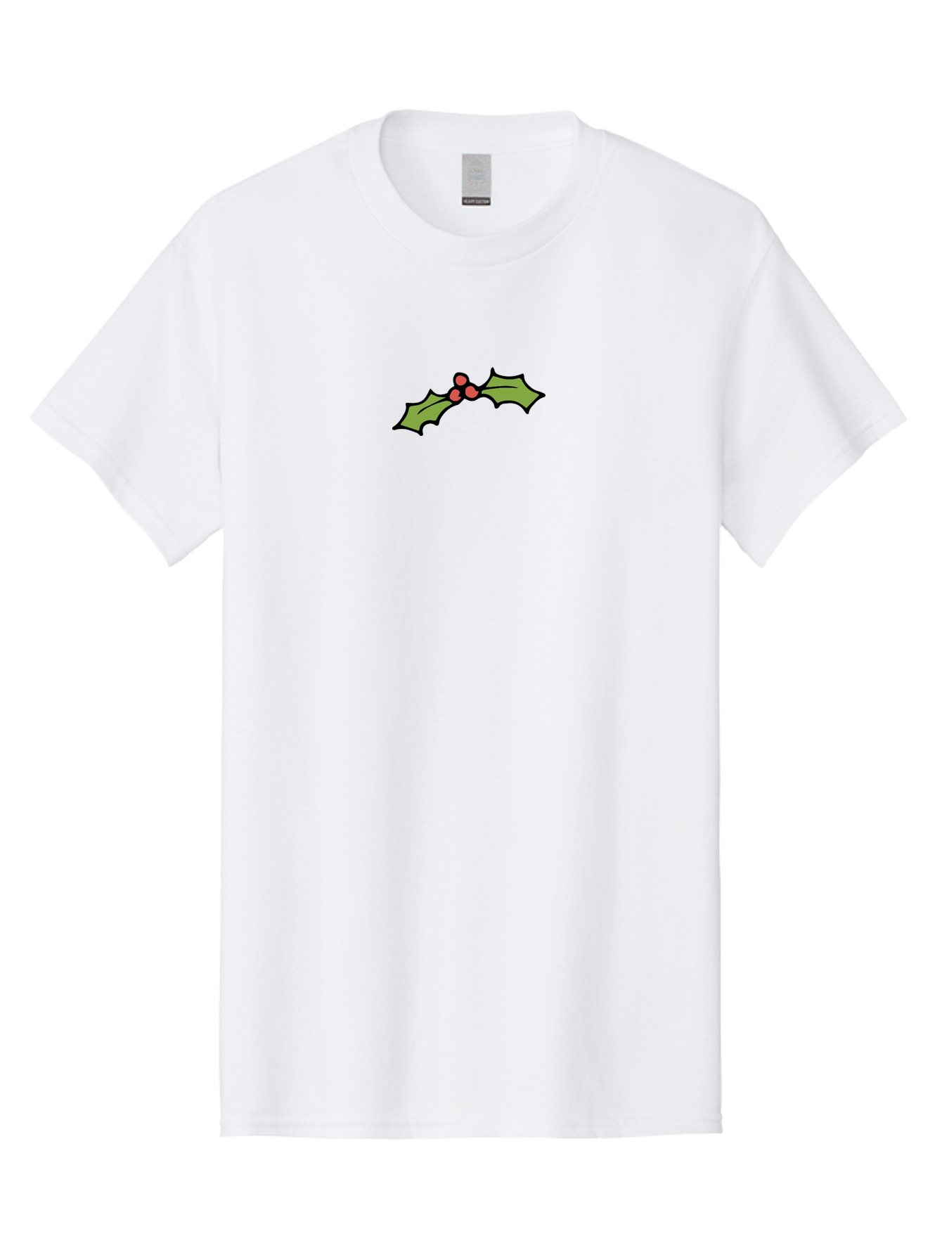 Holly Men'S Graphic Tee, 100% Cotton, Comfortable Casual Summer Wear, Machine Washable, Holiday Decor, Christmas Foliage, Festive Holly, Christmas Decoration, Red Berries, Green Leaves, Festive Atmosphere, Winter Wonderland -  Aaa938 3