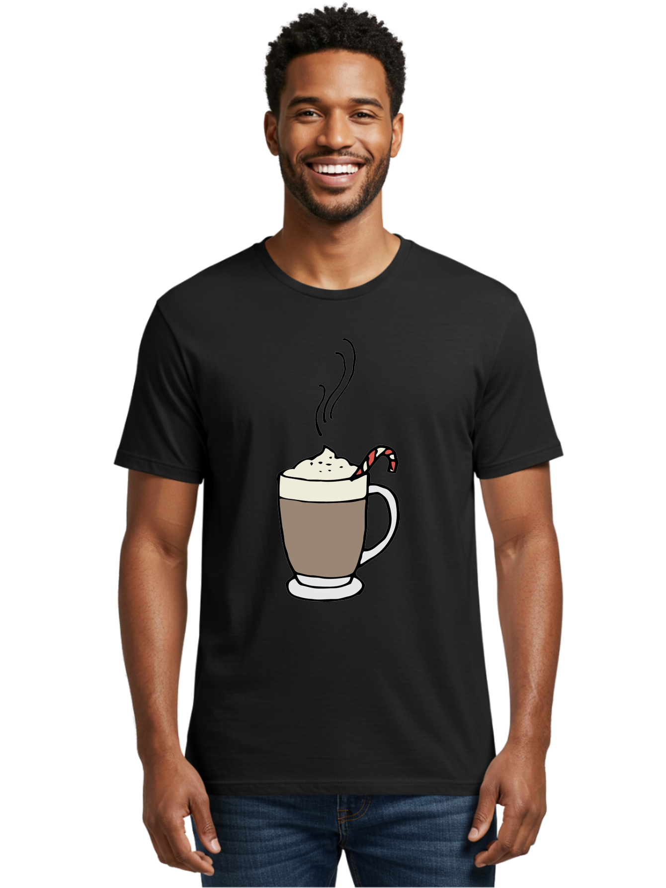 Hot-Chocolate-1 Men'S Graphic Tee, 100% Cotton, Comfortable Casual Summer Wear, Machine Washable, Hot Chocolate, Whipped Cream, Candy Cane, Holiday Drink, Sweet Treat, Festive Beverage, Marshmallow Topping, Chocolatey Goodness, -  Aaa939