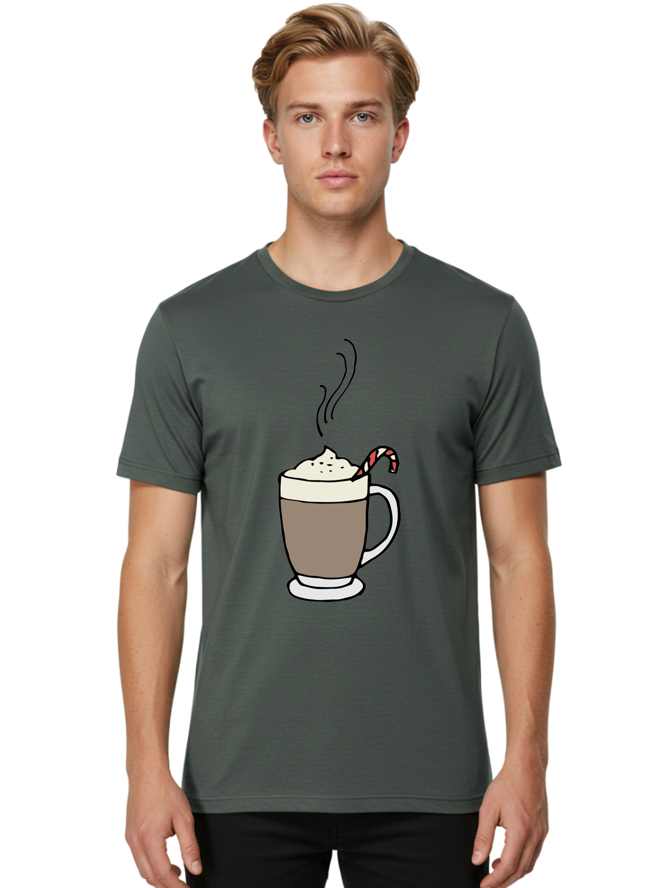 Hot-Chocolate-1 Men'S Graphic Tee, 100% Cotton, Comfortable Casual Summer Wear, Machine Washable, Hot Chocolate, Whipped Cream, Candy Cane, Holiday Drink, Sweet Treat, Festive Beverage, Marshmallow Topping, Chocolatey Goodness, -  Aaa939 4