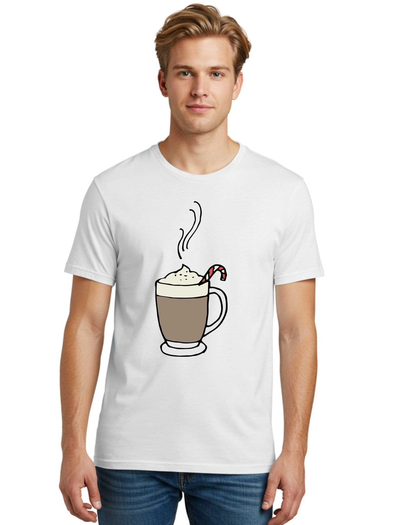 Hot-Chocolate-1 Men'S Graphic Tee, 100% Cotton, Comfortable Casual Summer Wear, Machine Washable, Hot Chocolate, Whipped Cream, Candy Cane, Holiday Drink, Sweet Treat, Festive Beverage, Marshmallow Topping, Chocolatey Goodness, -  Aaa939 24
