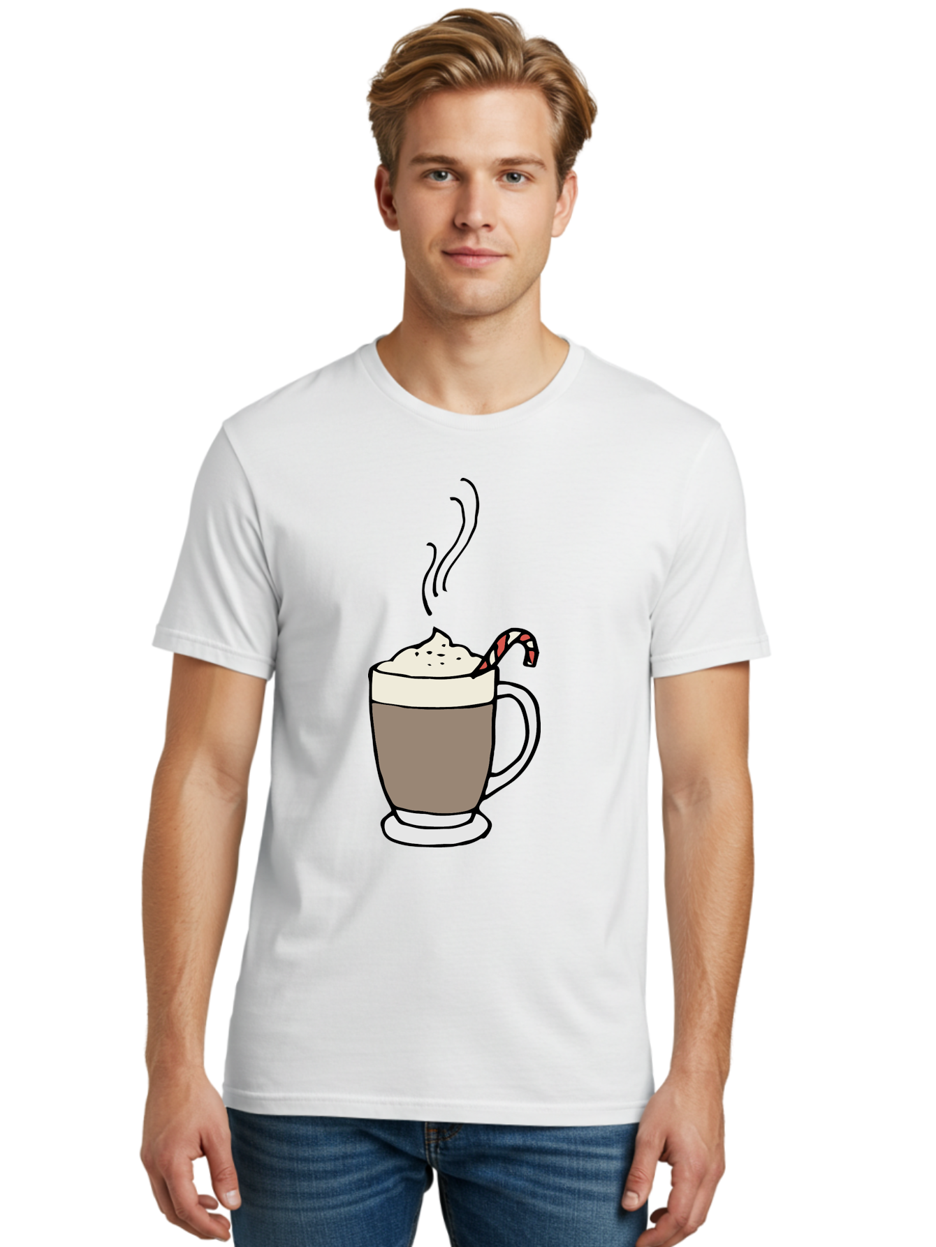 Hot-Chocolate-1 Men'S Graphic Tee, 100% Cotton, Comfortable Casual Summer Wear, Machine Washable, Hot Chocolate, Whipped Cream, Candy Cane, Holiday Drink, Sweet Treat, Festive Beverage, Marshmallow Topping, Chocolatey Goodness, -  Aaa939 30