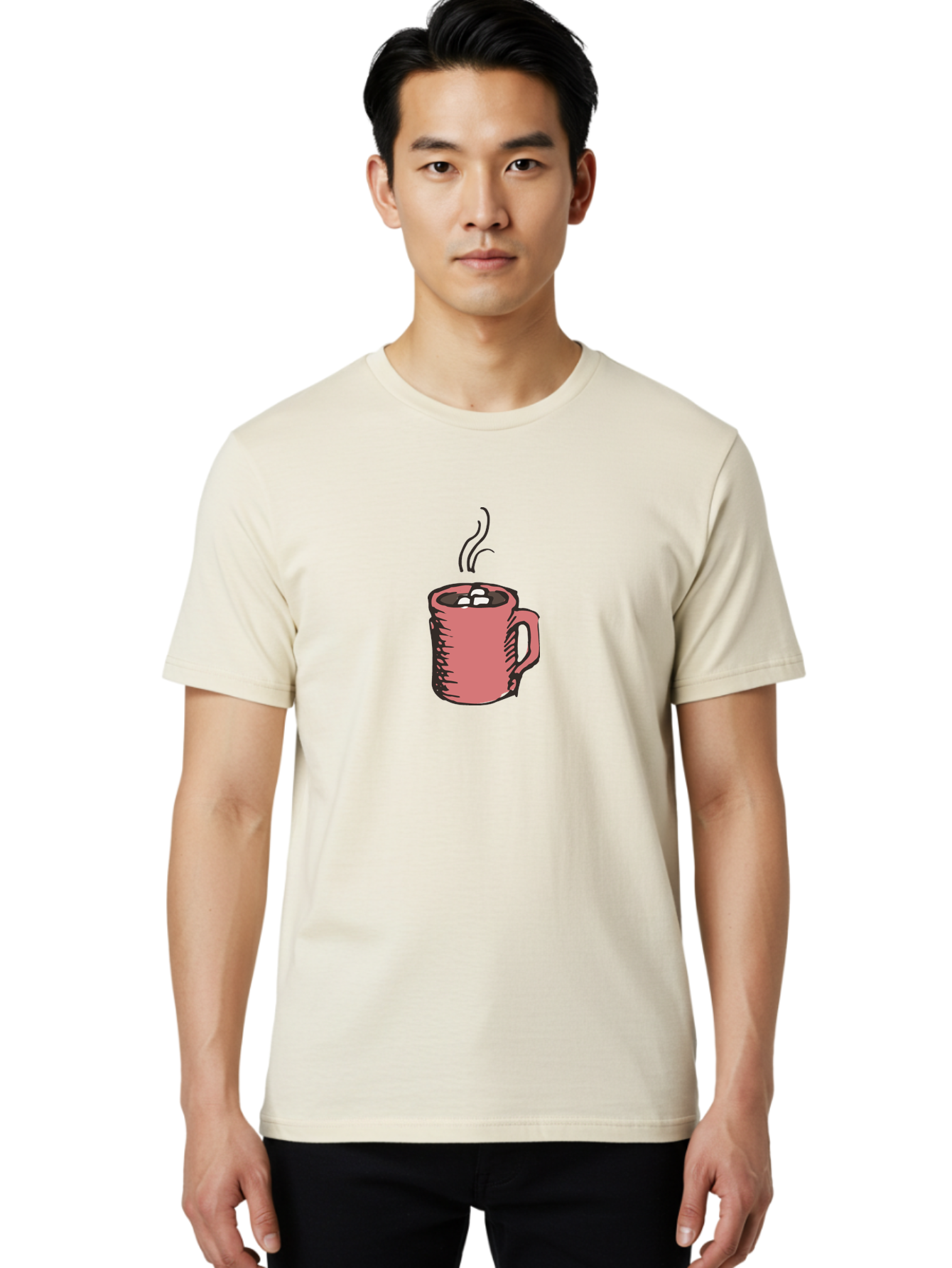 Hot-Chocolate Men'S Graphic Tee, 100% Cotton, Comfortable Casual Summer Wear, Machine Washable, Hot Chocolate, Marshmallows, Steaming Hot, Pink Mug, Cozy Drink, Warm Beverage, Sweet Treat, Comforting Delight -  Aaa943 18