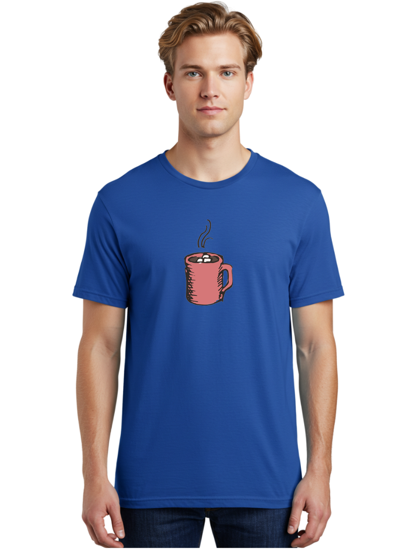Hot-Chocolate Men'S Graphic Tee, 100% Cotton, Comfortable Casual Summer Wear, Machine Washable, Hot Chocolate, Marshmallows, Steaming Hot, Pink Mug, Cozy Drink, Warm Beverage, Sweet Treat, Comforting Delight -  Aaa943 26