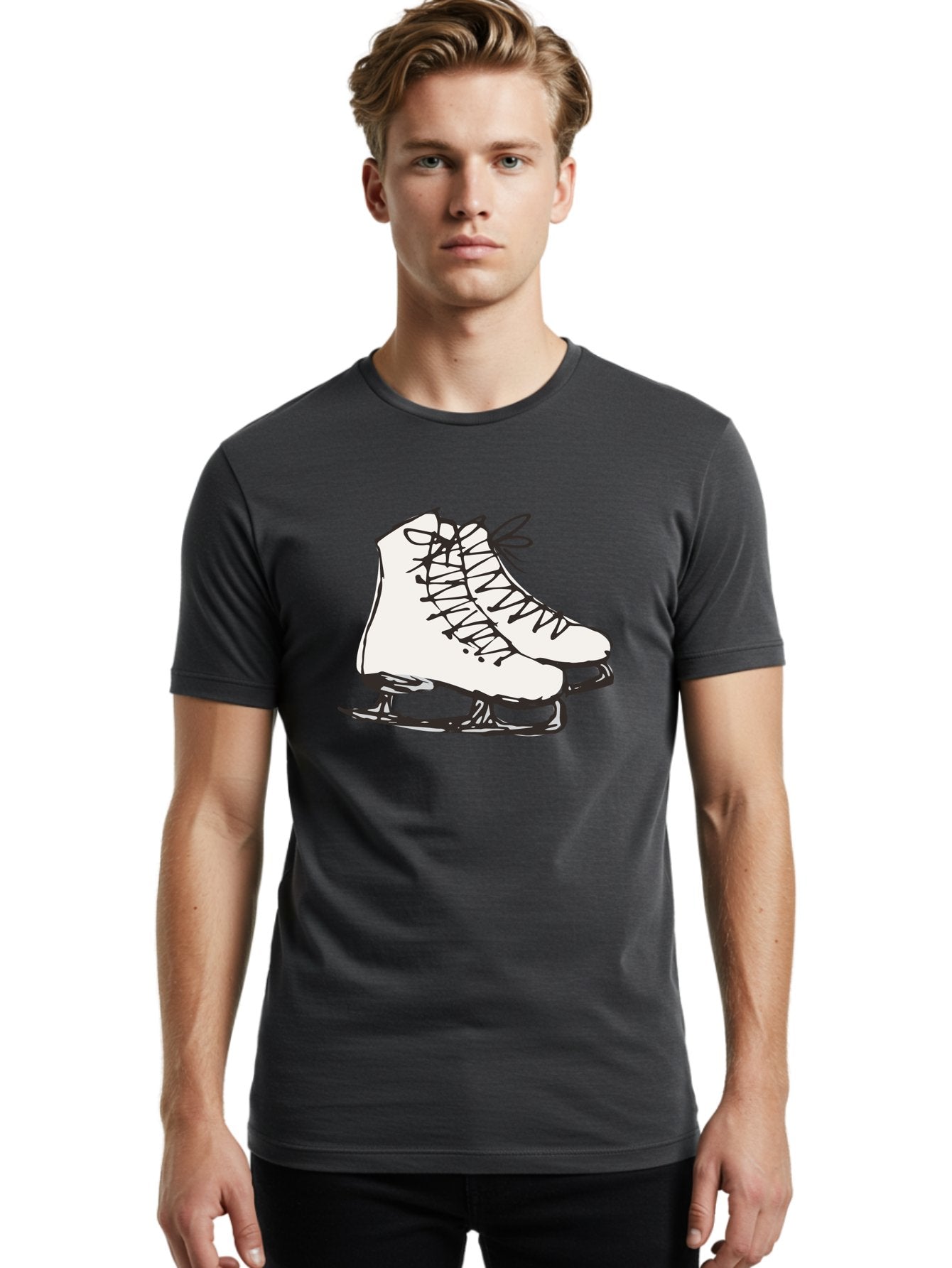 Ice-Skates-1 Men'S Graphic Tee, 100% Cotton, Comfortable Casual Summer Wear, Machine Washable, Ice Skates, Winter Sports, Figure Skating, Ice Skating, Laced Boots, Winter Fun, Cold Weather Activities, Frozen Rink -  Aaa944 19