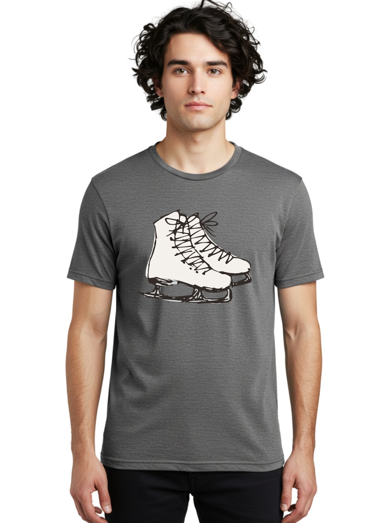 Ice-Skates-1 Men'S Graphic Tee, 100% Cotton, Comfortable Casual Summer Wear, Machine Washable, Ice Skates, Winter Sports, Figure Skating, Ice Skating, Laced Boots, Winter Fun, Cold Weather Activities, Frozen Rink -  Aaa944 23