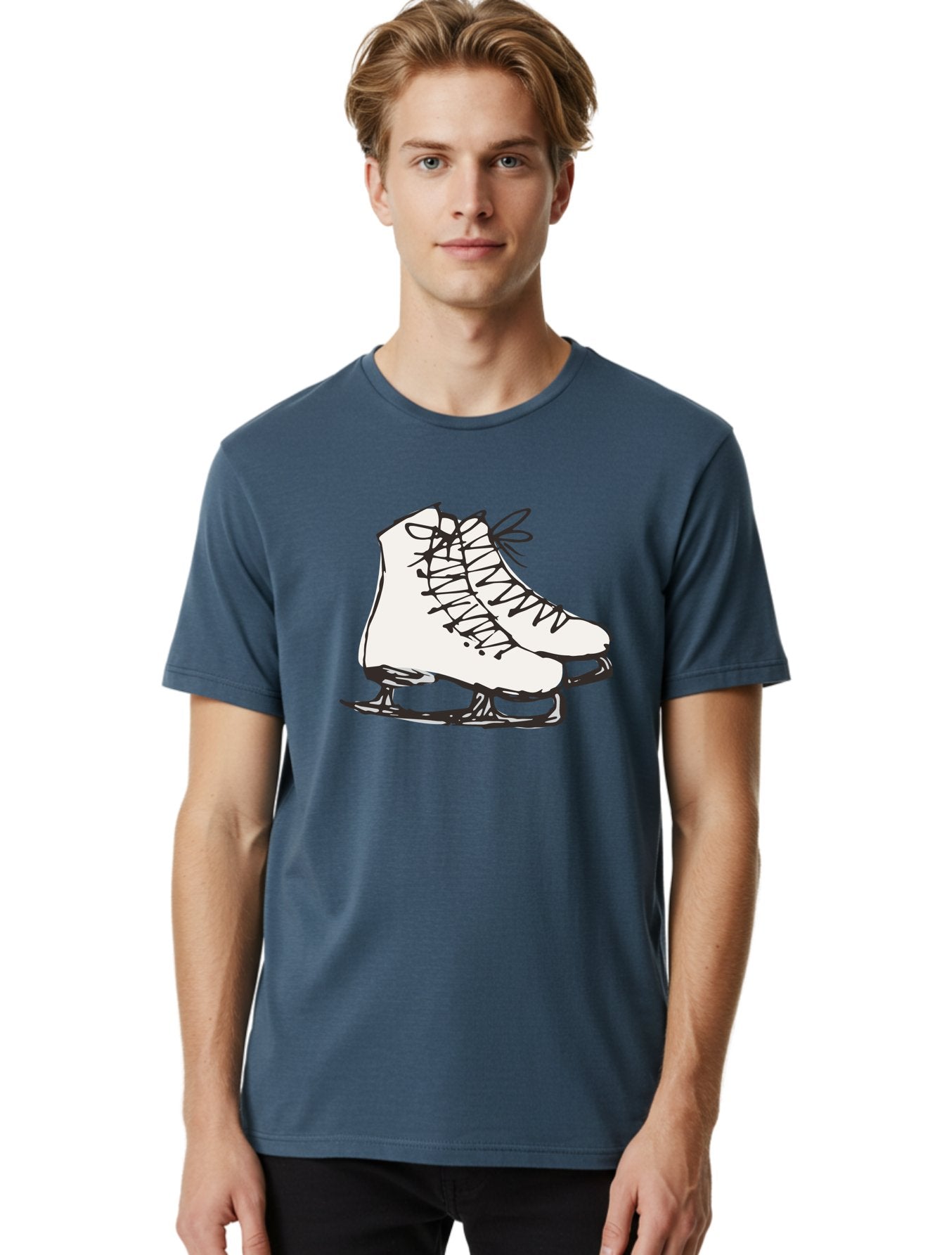Ice-Skates-1 Men'S Graphic Tee, 100% Cotton, Comfortable Casual Summer Wear, Machine Washable, Ice Skates, Winter Sports, Figure Skating, Ice Skating, Laced Boots, Winter Fun, Cold Weather Activities, Frozen Rink -  Aaa944 18