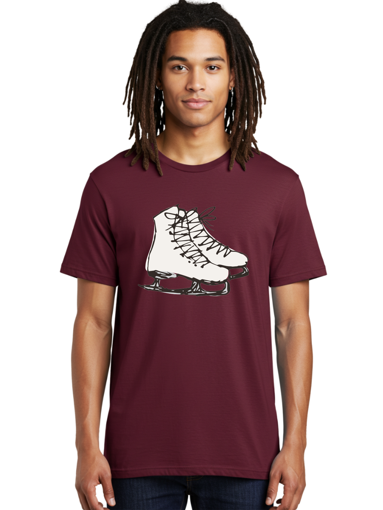 Ice-Skates-1 Men'S Graphic Tee, 100% Cotton, Comfortable Casual Summer Wear, Machine Washable, Ice Skates, Winter Sports, Figure Skating, Ice Skating, Laced Boots, Winter Fun, Cold Weather Activities, Frozen Rink -  Aaa944