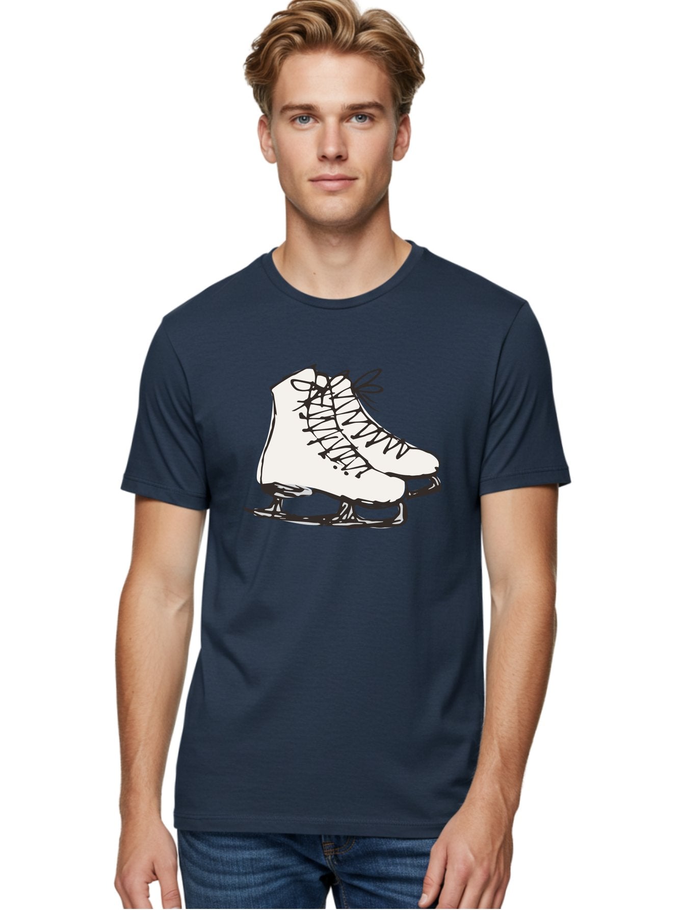 Ice-Skates-1 Men'S Graphic Tee, 100% Cotton, Comfortable Casual Summer Wear, Machine Washable, Ice Skates, Winter Sports, Figure Skating, Ice Skating, Laced Boots, Winter Fun, Cold Weather Activities, Frozen Rink -  Aaa944 16