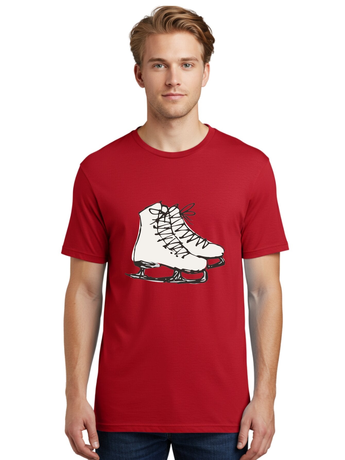 Ice-Skates-1 Men'S Graphic Tee, 100% Cotton, Comfortable Casual Summer Wear, Machine Washable, Ice Skates, Winter Sports, Figure Skating, Ice Skating, Laced Boots, Winter Fun, Cold Weather Activities, Frozen Rink -  Aaa944 20