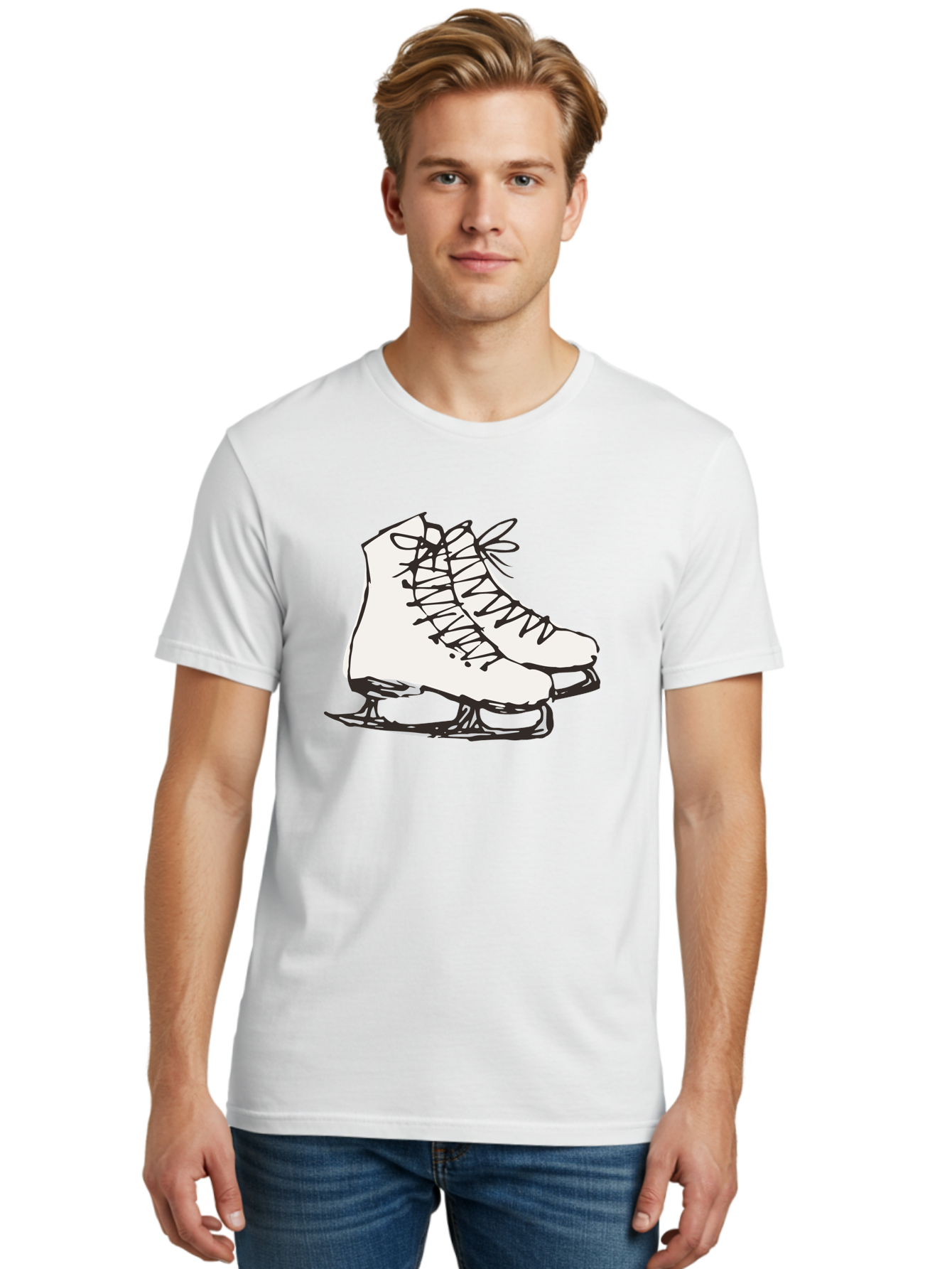 Ice-Skates-1 Men'S Graphic Tee, 100% Cotton, Comfortable Casual Summer Wear, Machine Washable, Ice Skates, Winter Sports, Figure Skating, Ice Skating, Laced Boots, Winter Fun, Cold Weather Activities, Frozen Rink -  Aaa944 8