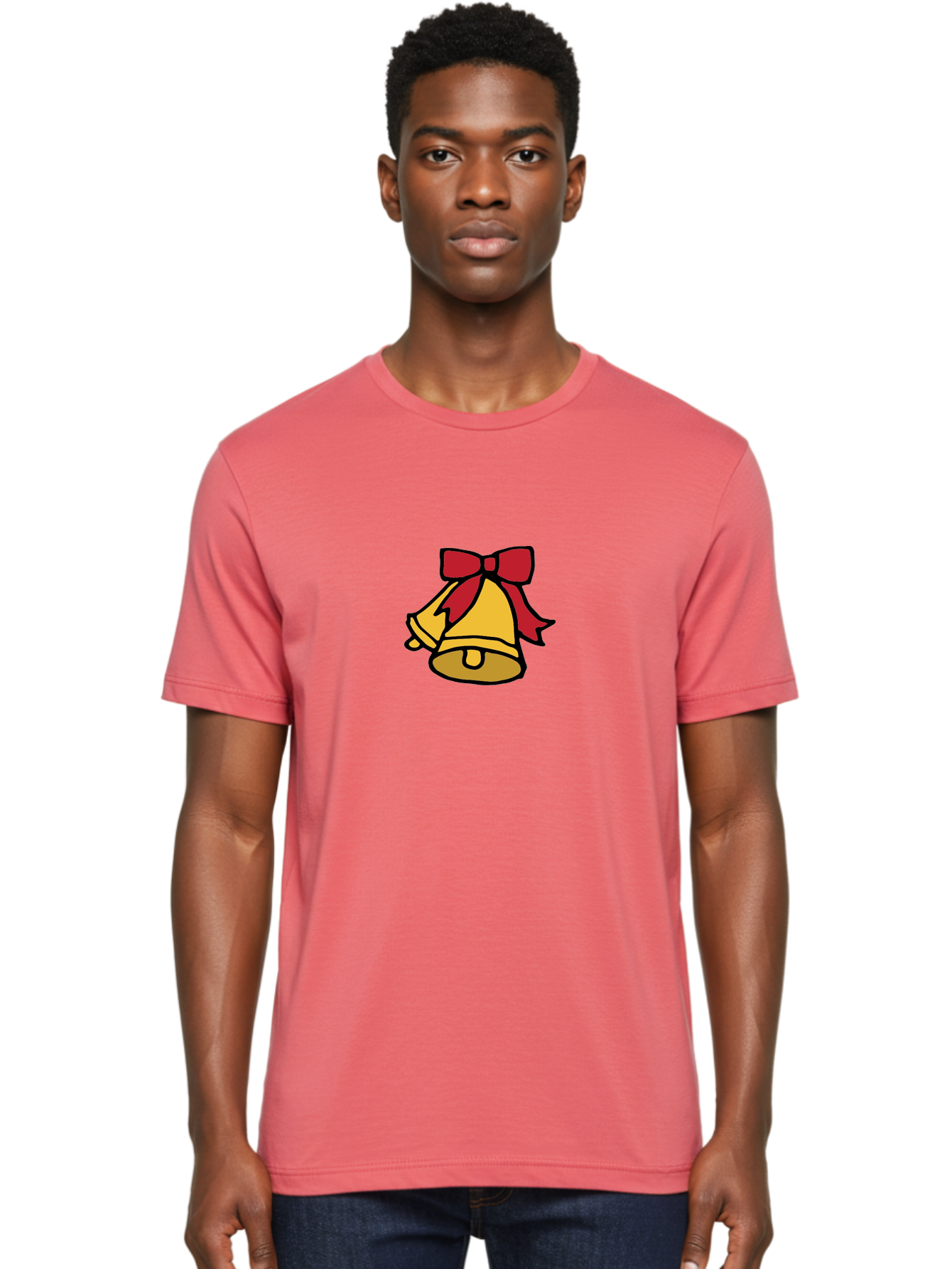 Jingle-Bells-1 Men'S Graphic Tee, 100% Cotton, Comfortable Casual Summer Wear, Machine Washable, Christmas Bells, Festive Decorations, Holiday Cheer, Joyful Sounds, Celebratory Atmosphere, Red Ribbon, Golden Bells, Christmas Celebration -  Aaa949 4