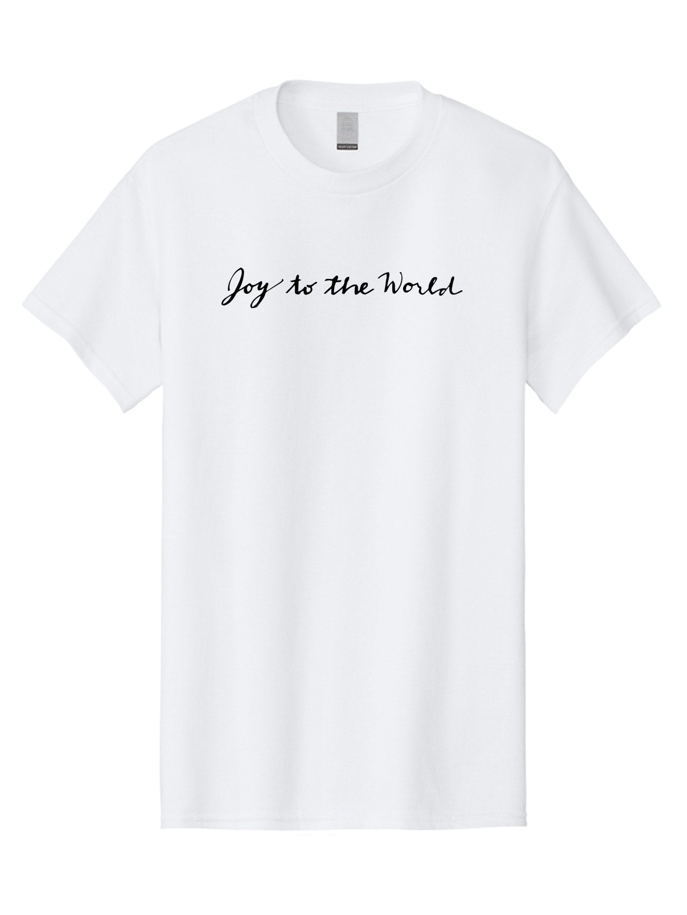 Joy-To-The-World-1 Men'S Graphic Tee, 100% Cotton, Comfortable Casual Summer Wear, Machine Washable, Holiday Greeting, Christmas Message, Festive Phrase, Joyful Sentiment, Celebratory Text, Black Cursive Font, Inspirational Quote -  Aaa953