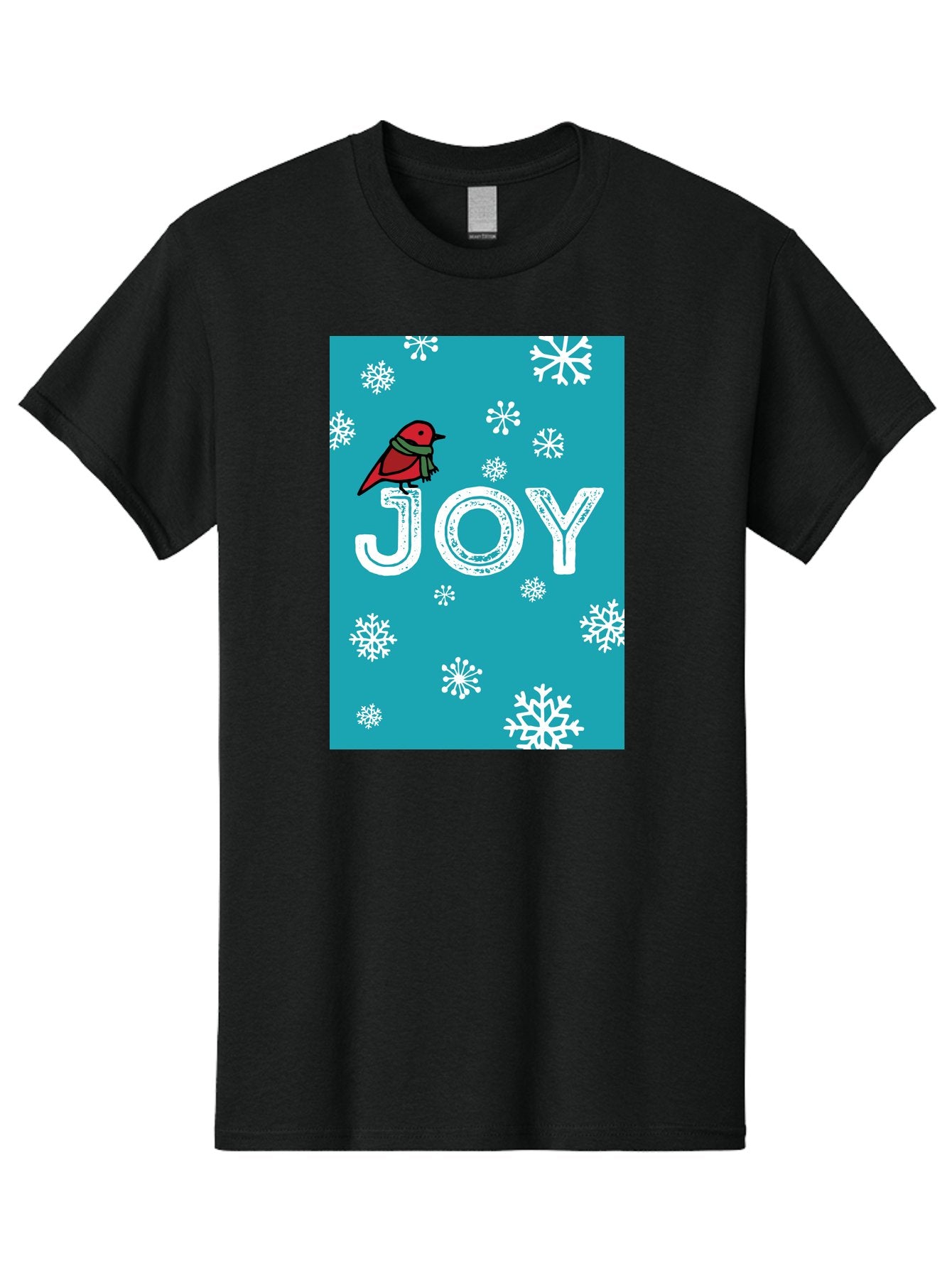 Joy Men'S Graphic Tee, 100% Cotton, Comfortable Casual Summer Wear, Machine Washable, Holiday Cheer, Red Bird, Scarf, Snowflakes, Winter Wonderland, Festive Design, Joyful Atmosphere, Christmas Vibe, Seasonal Greetings -  Aaa955 10