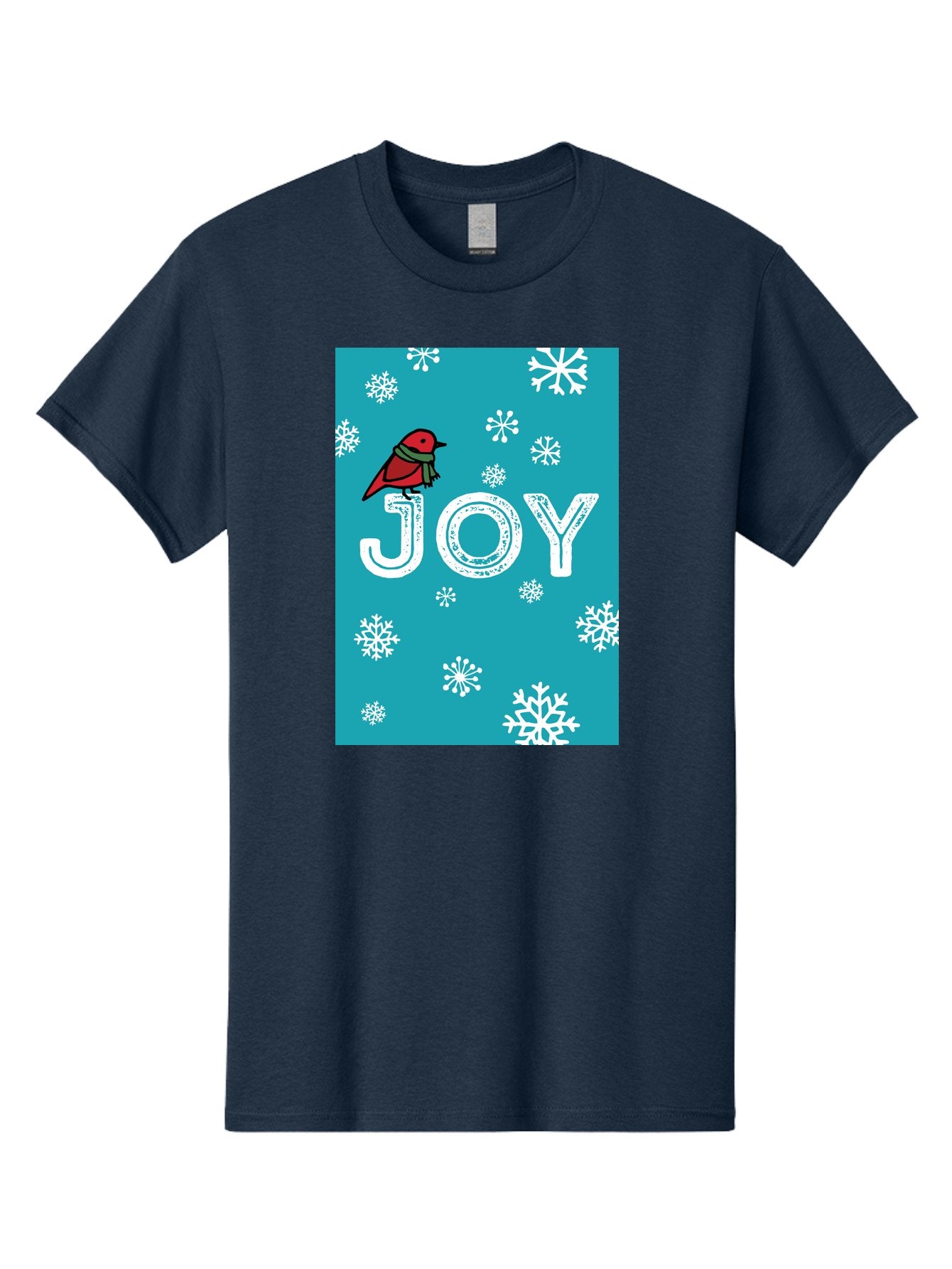Joy Men'S Graphic Tee, 100% Cotton, Comfortable Casual Summer Wear, Machine Washable, Holiday Cheer, Red Bird, Scarf, Snowflakes, Winter Wonderland, Festive Design, Joyful Atmosphere, Christmas Vibe, Seasonal Greetings -  Aaa955 11