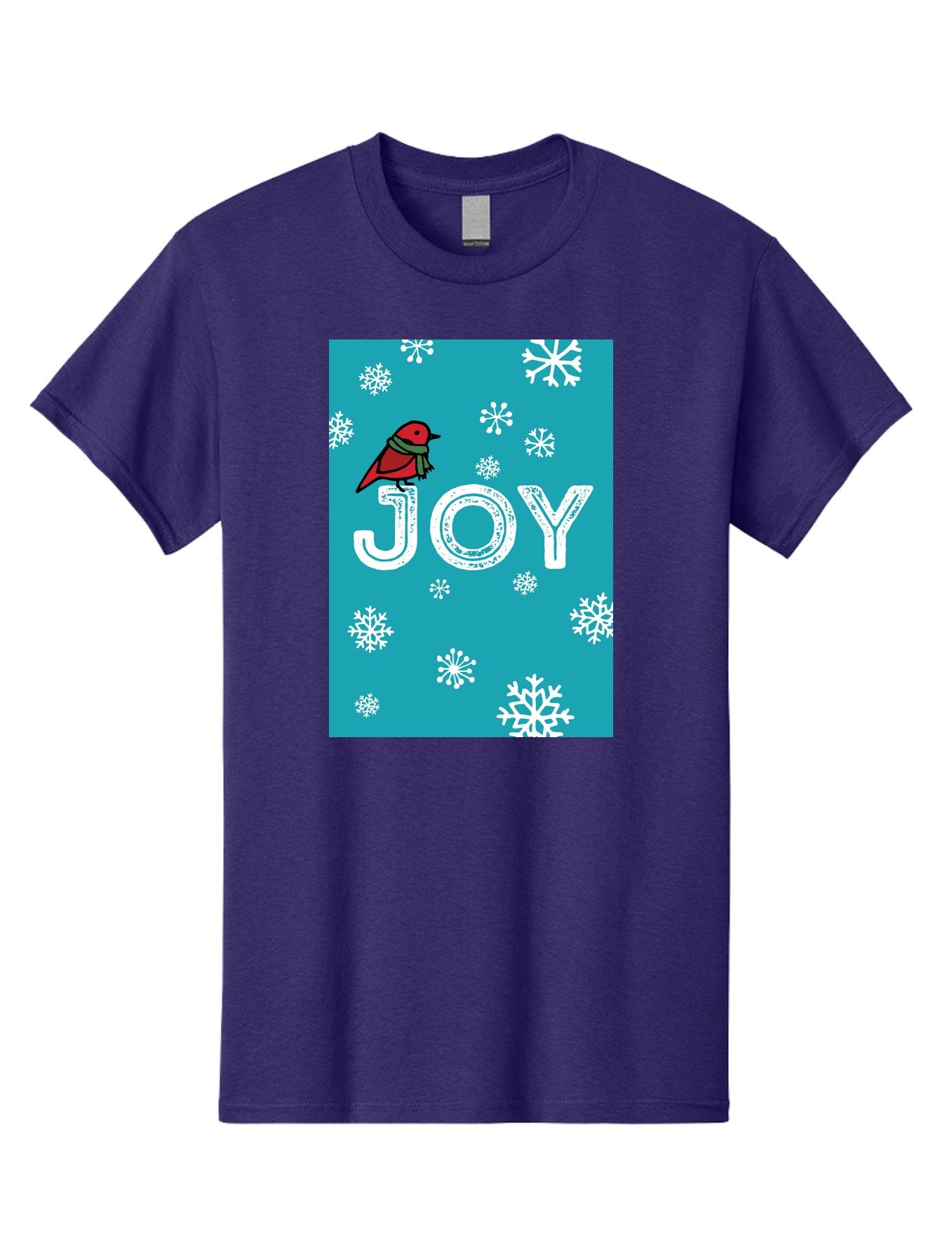 Joy Men'S Graphic Tee, 100% Cotton, Comfortable Casual Summer Wear, Machine Washable, Holiday Cheer, Red Bird, Scarf, Snowflakes, Winter Wonderland, Festive Design, Joyful Atmosphere, Christmas Vibe, Seasonal Greetings -  Aaa955 9