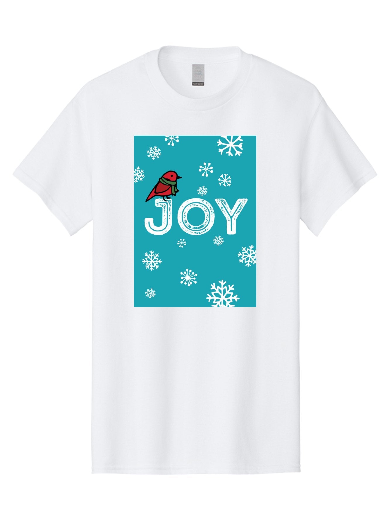 Joy Men'S Graphic Tee, 100% Cotton, Comfortable Casual Summer Wear, Machine Washable, Holiday Cheer, Red Bird, Scarf, Snowflakes, Winter Wonderland, Festive Design, Joyful Atmosphere, Christmas Vibe, Seasonal Greetings -  Aaa955 15