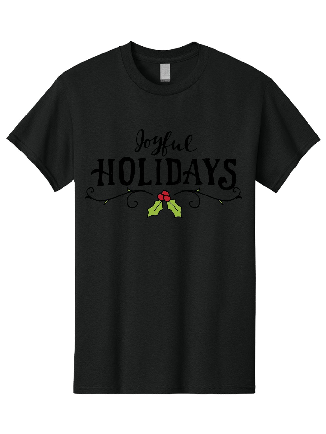 Joyful-Holidays-1 Men'S Graphic Tee, 100% Cotton, Comfortable Casual Summer Wear, Machine Washable, Holiday Wishes, Festive Greeting, Joyful Holidays, Holly Decoration, Red Berries, Vintage Style, Winter Season, Holiday Cheer -  Aaa956 8