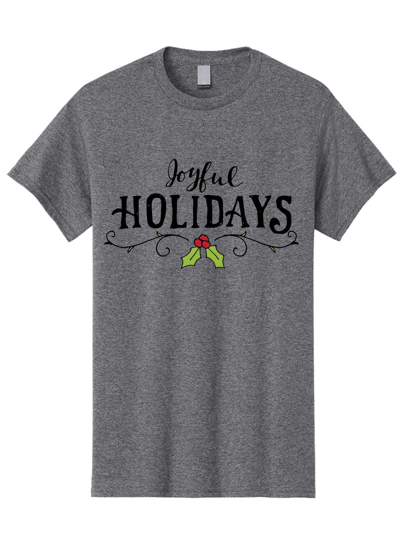 Joyful-Holidays-1 Men'S Graphic Tee, 100% Cotton, Comfortable Casual Summer Wear, Machine Washable, Holiday Wishes, Festive Greeting, Joyful Holidays, Holly Decoration, Red Berries, Vintage Style, Winter Season, Holiday Cheer -  Aaa956 9
