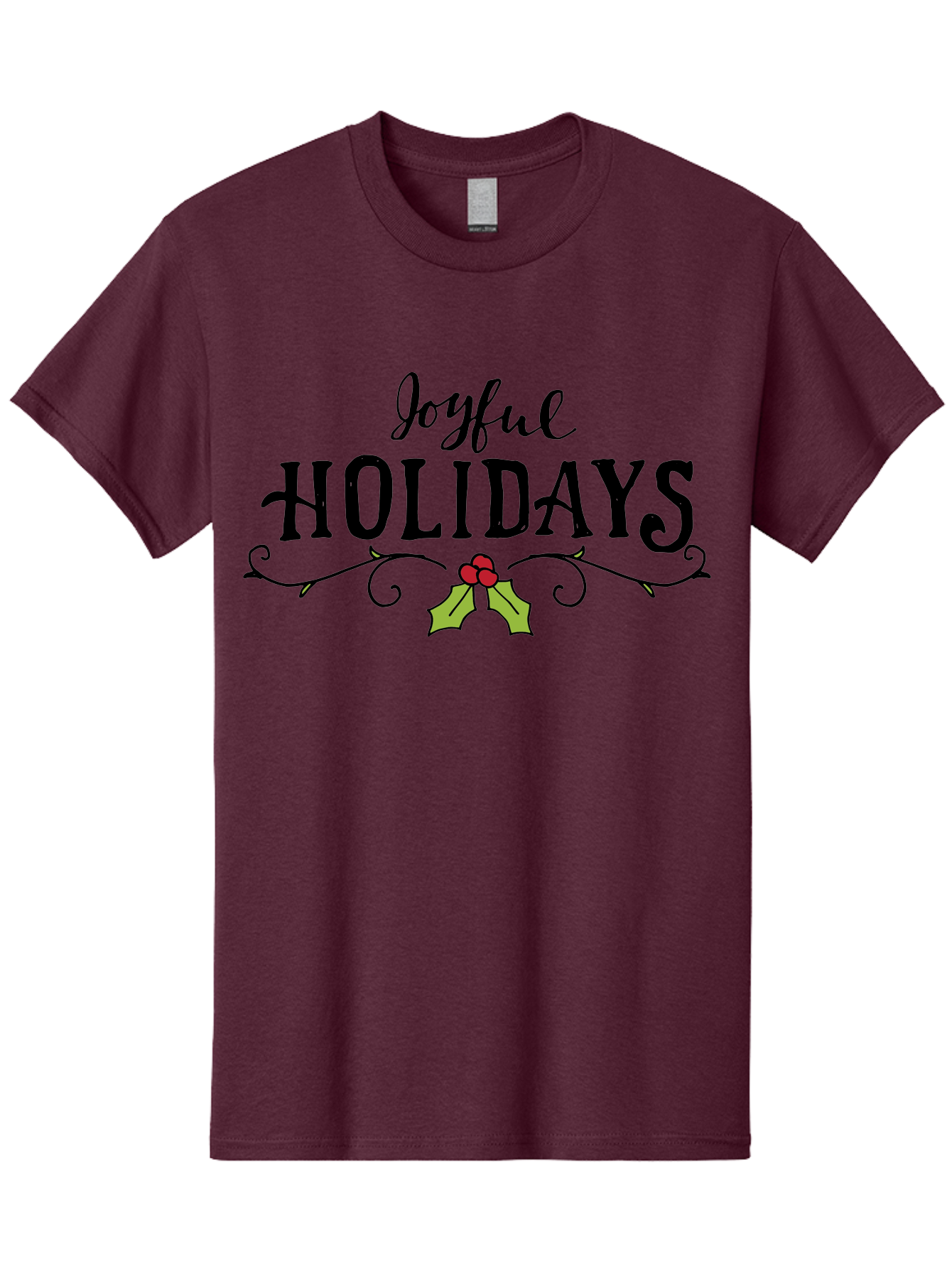 Joyful-Holidays-1 Men'S Graphic Tee, 100% Cotton, Comfortable Casual Summer Wear, Machine Washable, Holiday Wishes, Festive Greeting, Joyful Holidays, Holly Decoration, Red Berries, Vintage Style, Winter Season, Holiday Cheer -  Aaa956 13