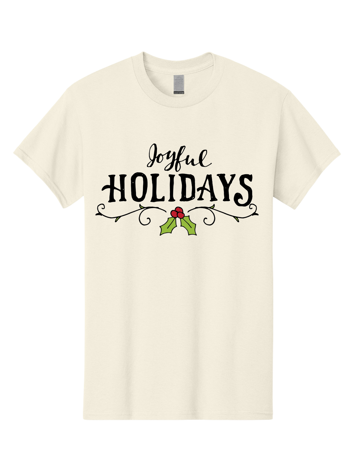 Joyful-Holidays-1 Men'S Graphic Tee, 100% Cotton, Comfortable Casual Summer Wear, Machine Washable, Holiday Wishes, Festive Greeting, Joyful Holidays, Holly Decoration, Red Berries, Vintage Style, Winter Season, Holiday Cheer -  Aaa956 17