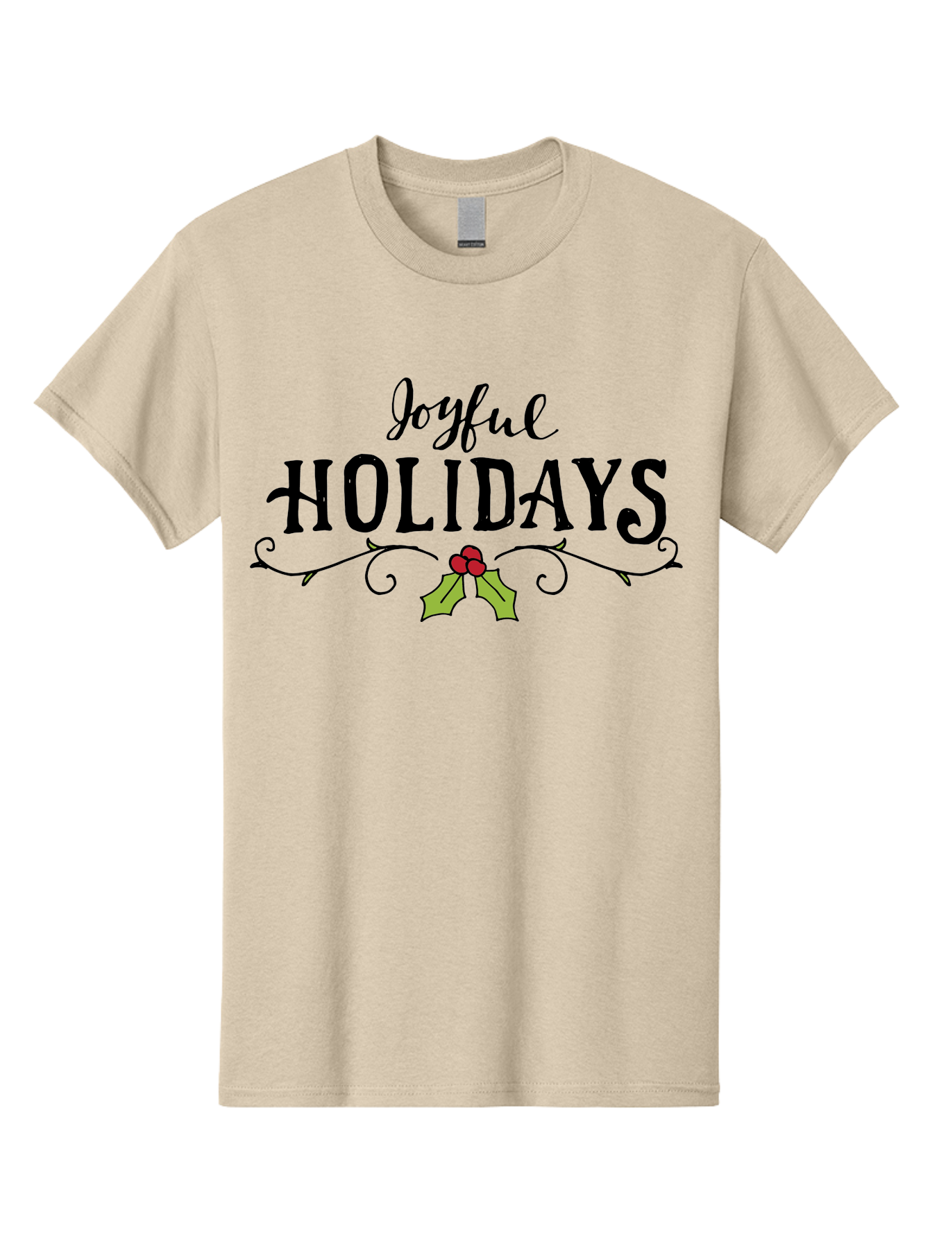 Joyful-Holidays-1 Men'S Graphic Tee, 100% Cotton, Comfortable Casual Summer Wear, Machine Washable, Holiday Wishes, Festive Greeting, Joyful Holidays, Holly Decoration, Red Berries, Vintage Style, Winter Season, Holiday Cheer -  Aaa956 27