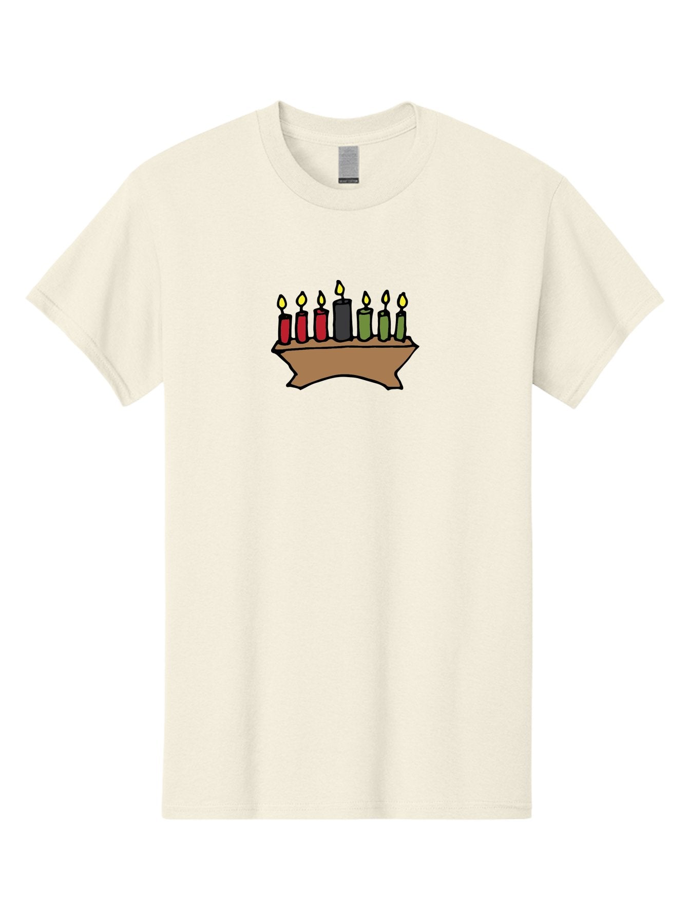 Kwanzaa-Kinara Men'S Graphic Tee, 100% Cotton, Comfortable Casual Summer Wear, Machine Washable, Kwanzaa Kinara With Seven Candles, Red, Black, Green Candles, Lit Flames, African Heritage, Cultural Celebration, Traditional Symbols, -  Aaa958