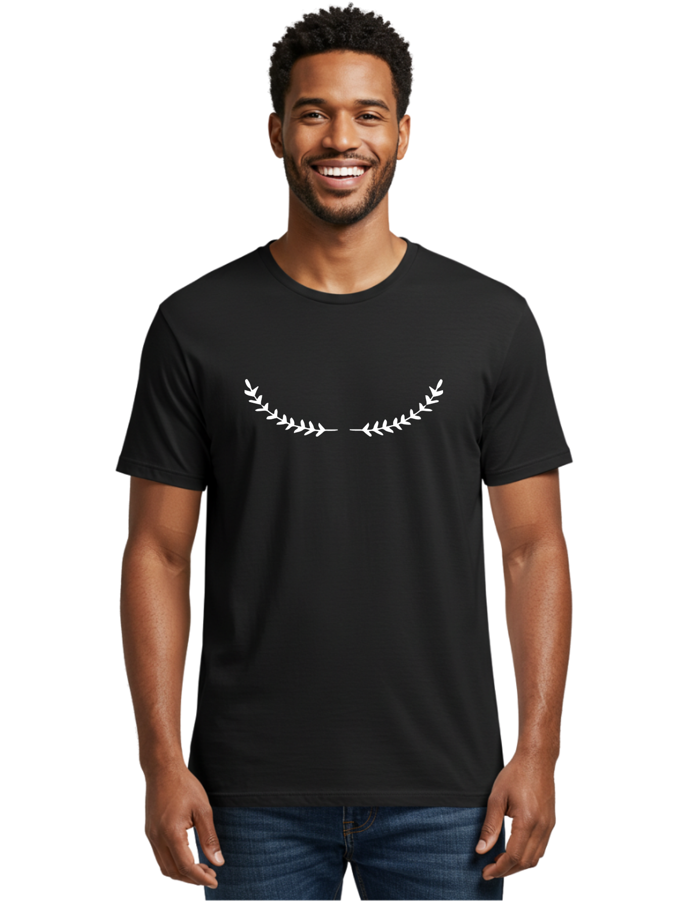 Laurel-Wreath-1 Men'S Graphic Tee, 100% Cotton, Comfortable Casual Summer Wear, Machine Washable, Laurel Wreath, White Laurel, Laurel Leaves, Victory Symbol, Achievement Icon, Minimalist Design, Simple Laurel Wreath -  Aaa959