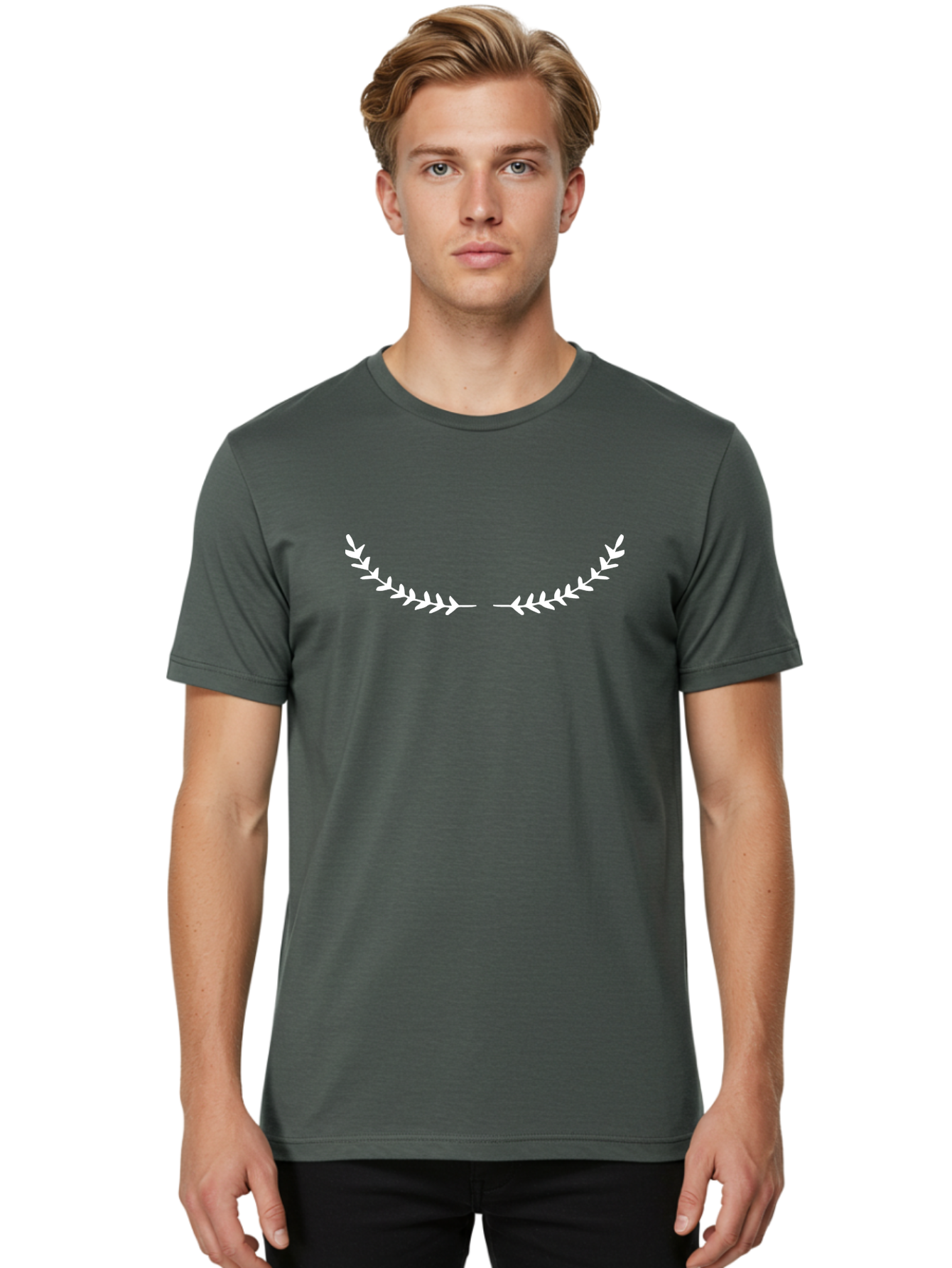 Laurel-Wreath-1 Men'S Graphic Tee, 100% Cotton, Comfortable Casual Summer Wear, Machine Washable, Laurel Wreath, White Laurel, Laurel Leaves, Victory Symbol, Achievement Icon, Minimalist Design, Simple Laurel Wreath -  Aaa959 4