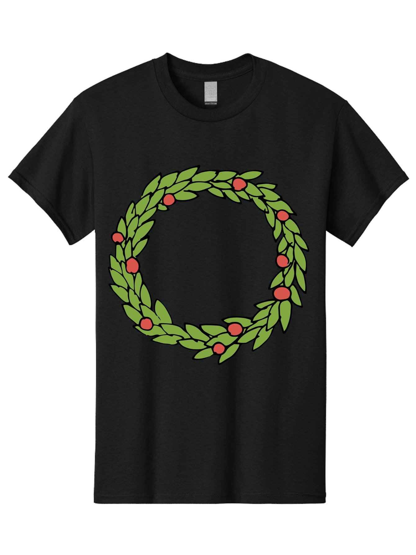 Laurel-Wreath Men'S Graphic Tee, 100% Cotton, Comfortable Casual Summer Wear, Machine Washable, Laurel Wreath, Green Leaves, Red Berries, Circular Design, Symbolic Motif, Traditional Emblem, Vintage Decoration, Classic Iconography, -  Aaa960 13