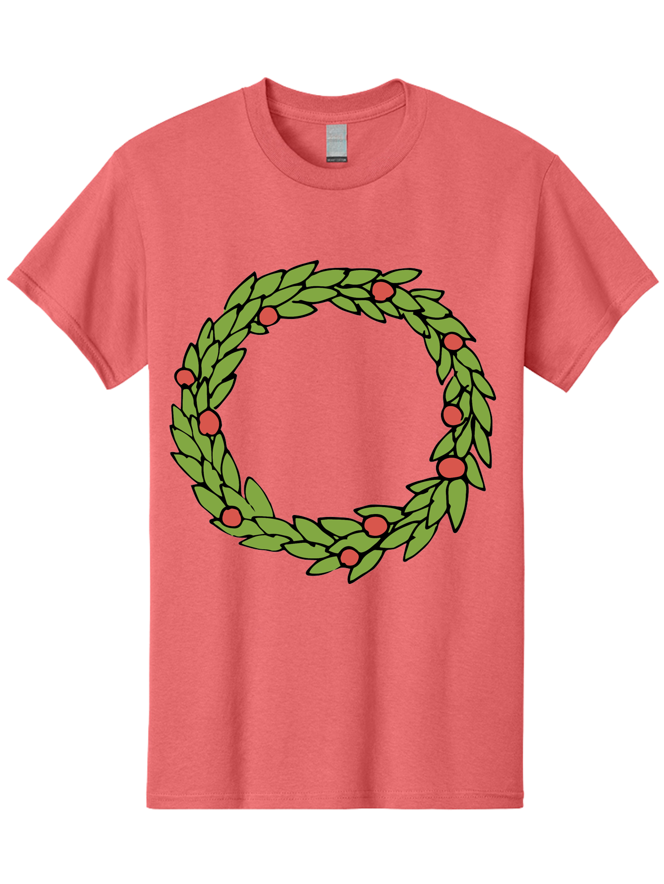 Laurel-Wreath Men'S Graphic Tee, 100% Cotton, Comfortable Casual Summer Wear, Machine Washable, Laurel Wreath, Green Leaves, Red Berries, Circular Design, Symbolic Motif, Traditional Emblem, Vintage Decoration, Classic Iconography, -  Aaa960 25