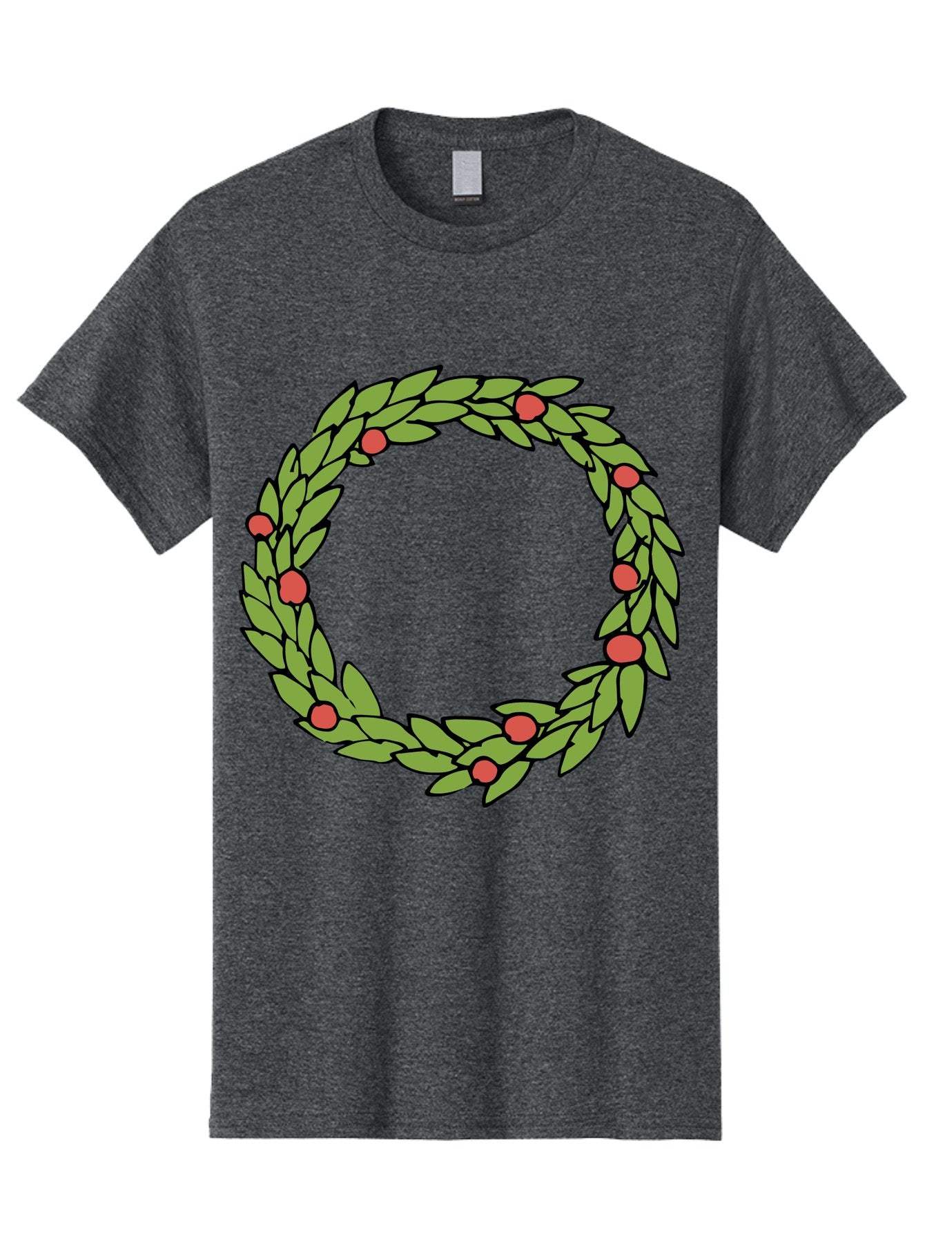 Laurel-Wreath Men'S Graphic Tee, 100% Cotton, Comfortable Casual Summer Wear, Machine Washable, Laurel Wreath, Green Leaves, Red Berries, Circular Design, Symbolic Motif, Traditional Emblem, Vintage Decoration, Classic Iconography, -  Aaa960 10