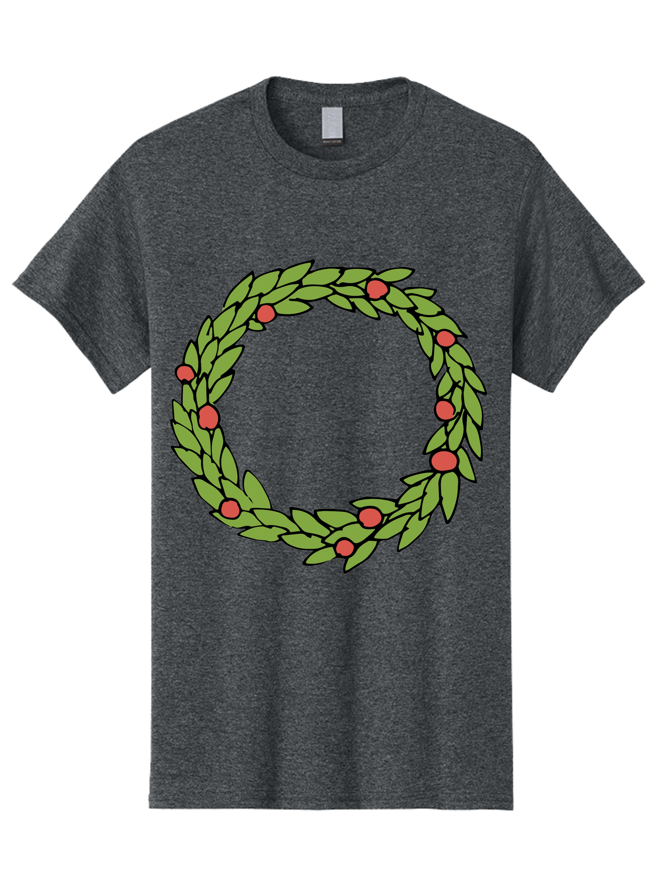 Laurel-Wreath Men'S Graphic Tee, 100% Cotton, Comfortable Casual Summer Wear, Machine Washable, Laurel Wreath, Green Leaves, Red Berries, Circular Design, Symbolic Motif, Traditional Emblem, Vintage Decoration, Classic Iconography, -  Aaa960 3