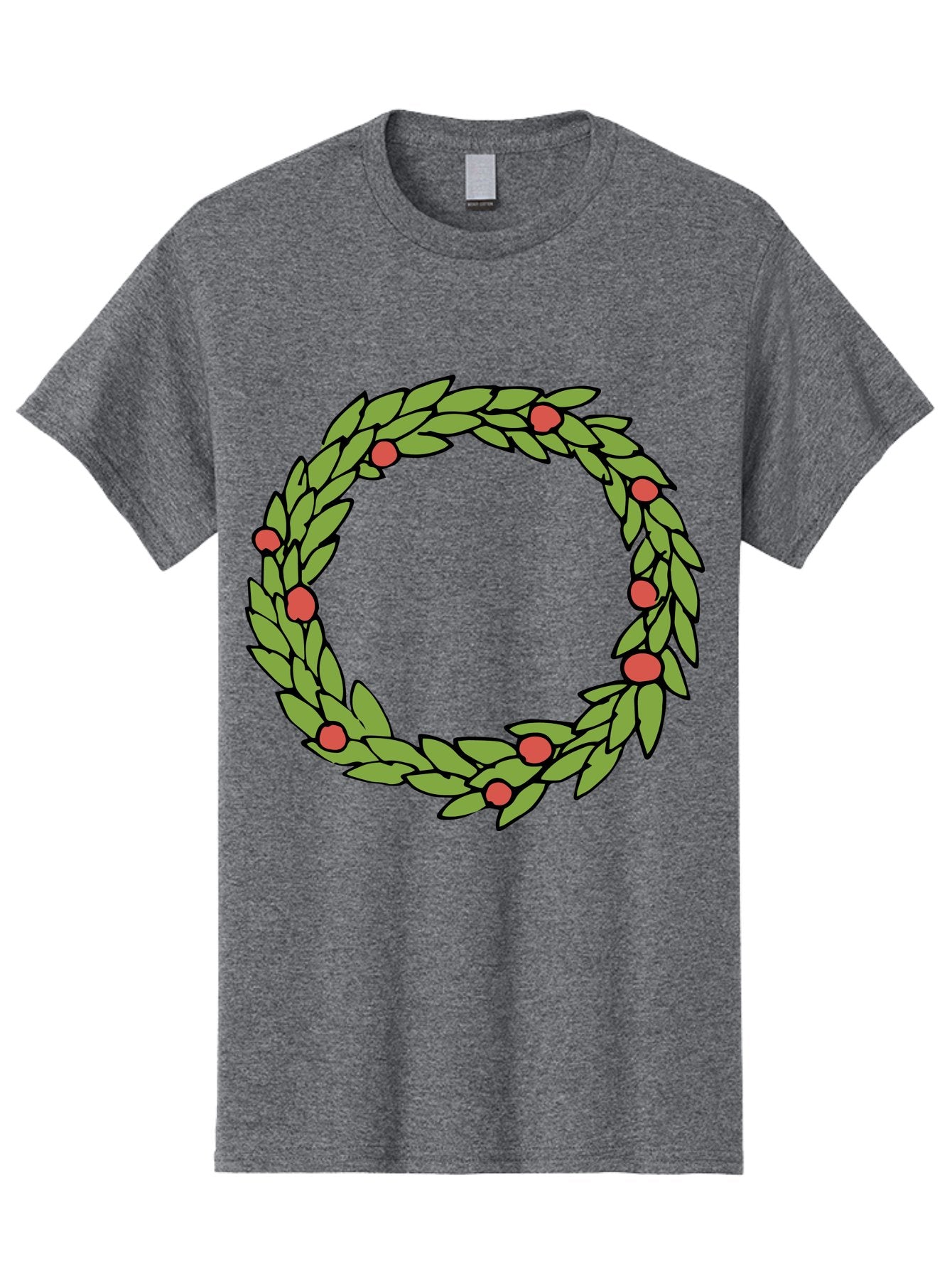 Laurel-Wreath Men'S Graphic Tee, 100% Cotton, Comfortable Casual Summer Wear, Machine Washable, Laurel Wreath, Green Leaves, Red Berries, Circular Design, Symbolic Motif, Traditional Emblem, Vintage Decoration, Classic Iconography, -  Aaa960 12