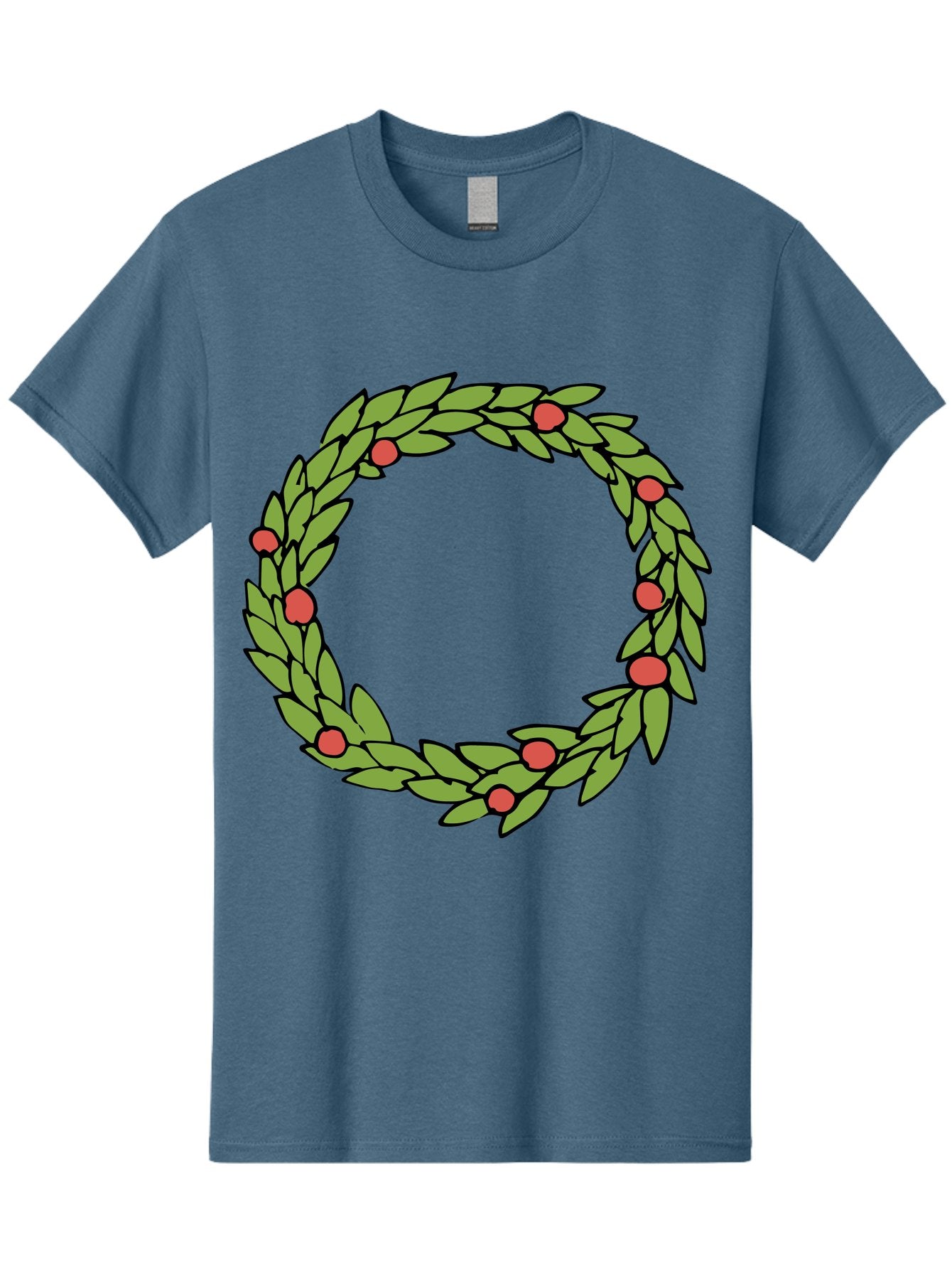 Laurel-Wreath Men'S Graphic Tee, 100% Cotton, Comfortable Casual Summer Wear, Machine Washable, Laurel Wreath, Green Leaves, Red Berries, Circular Design, Symbolic Motif, Traditional Emblem, Vintage Decoration, Classic Iconography, -  Aaa960 11