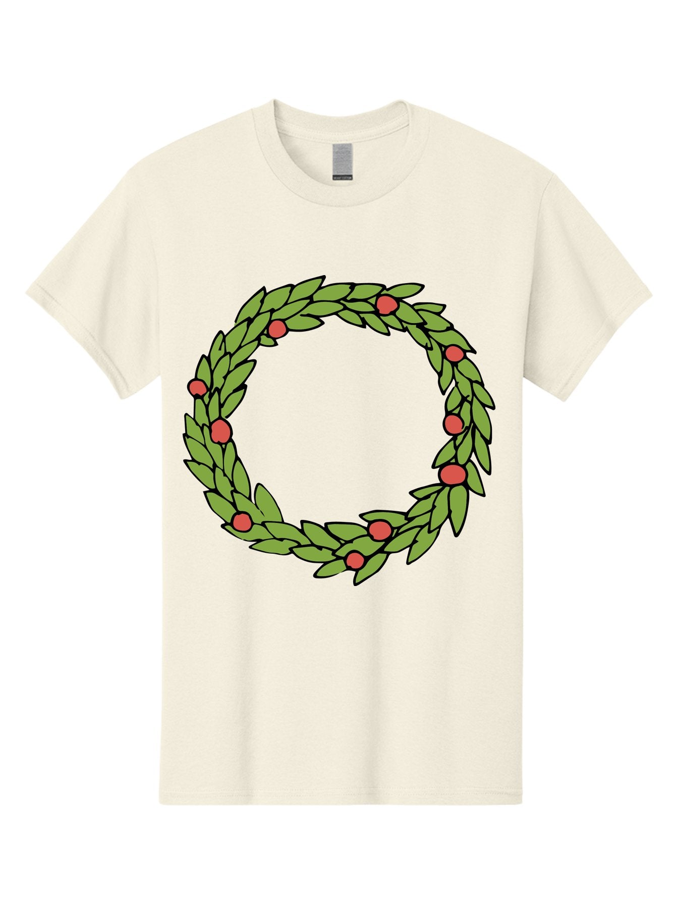 Laurel-Wreath Men'S Graphic Tee, 100% Cotton, Comfortable Casual Summer Wear, Machine Washable, Laurel Wreath, Green Leaves, Red Berries, Circular Design, Symbolic Motif, Traditional Emblem, Vintage Decoration, Classic Iconography, -  Aaa960 6