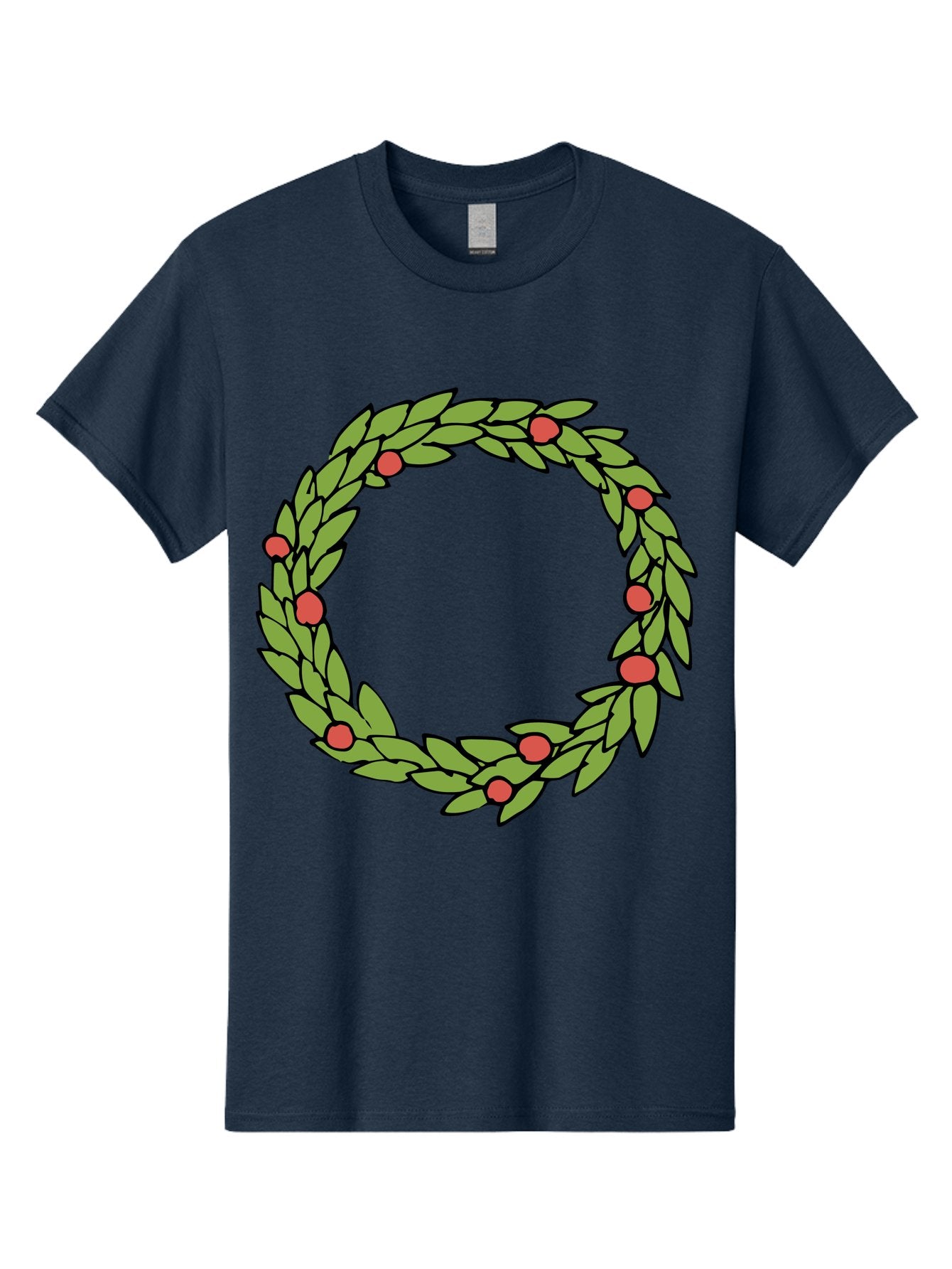 Laurel-Wreath Men'S Graphic Tee, 100% Cotton, Comfortable Casual Summer Wear, Machine Washable, Laurel Wreath, Green Leaves, Red Berries, Circular Design, Symbolic Motif, Traditional Emblem, Vintage Decoration, Classic Iconography, -  Aaa960 14