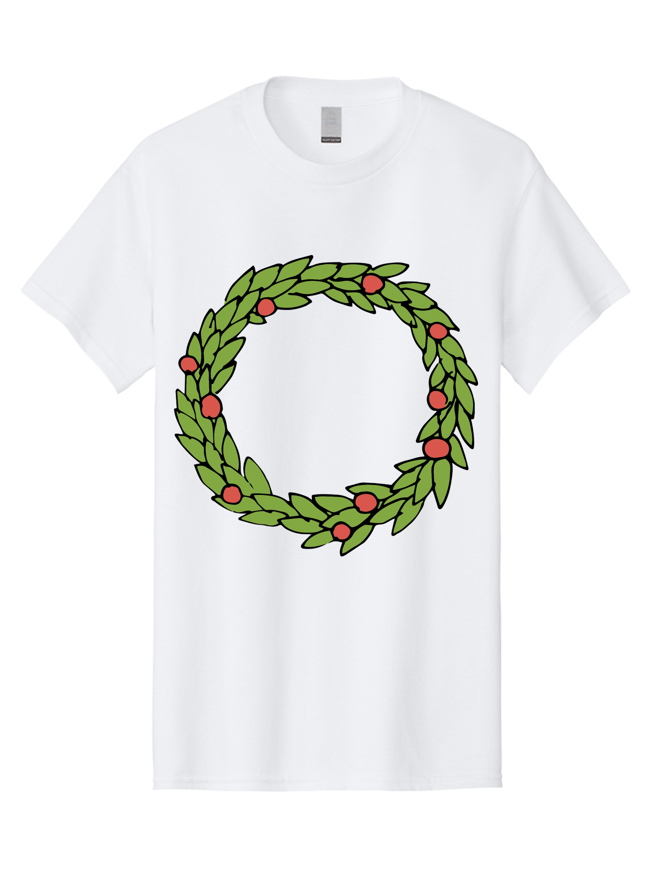 Laurel-Wreath Men'S Graphic Tee, 100% Cotton, Comfortable Casual Summer Wear, Machine Washable, Laurel Wreath, Green Leaves, Red Berries, Circular Design, Symbolic Motif, Traditional Emblem, Vintage Decoration, Classic Iconography, -  Aaa960 29
