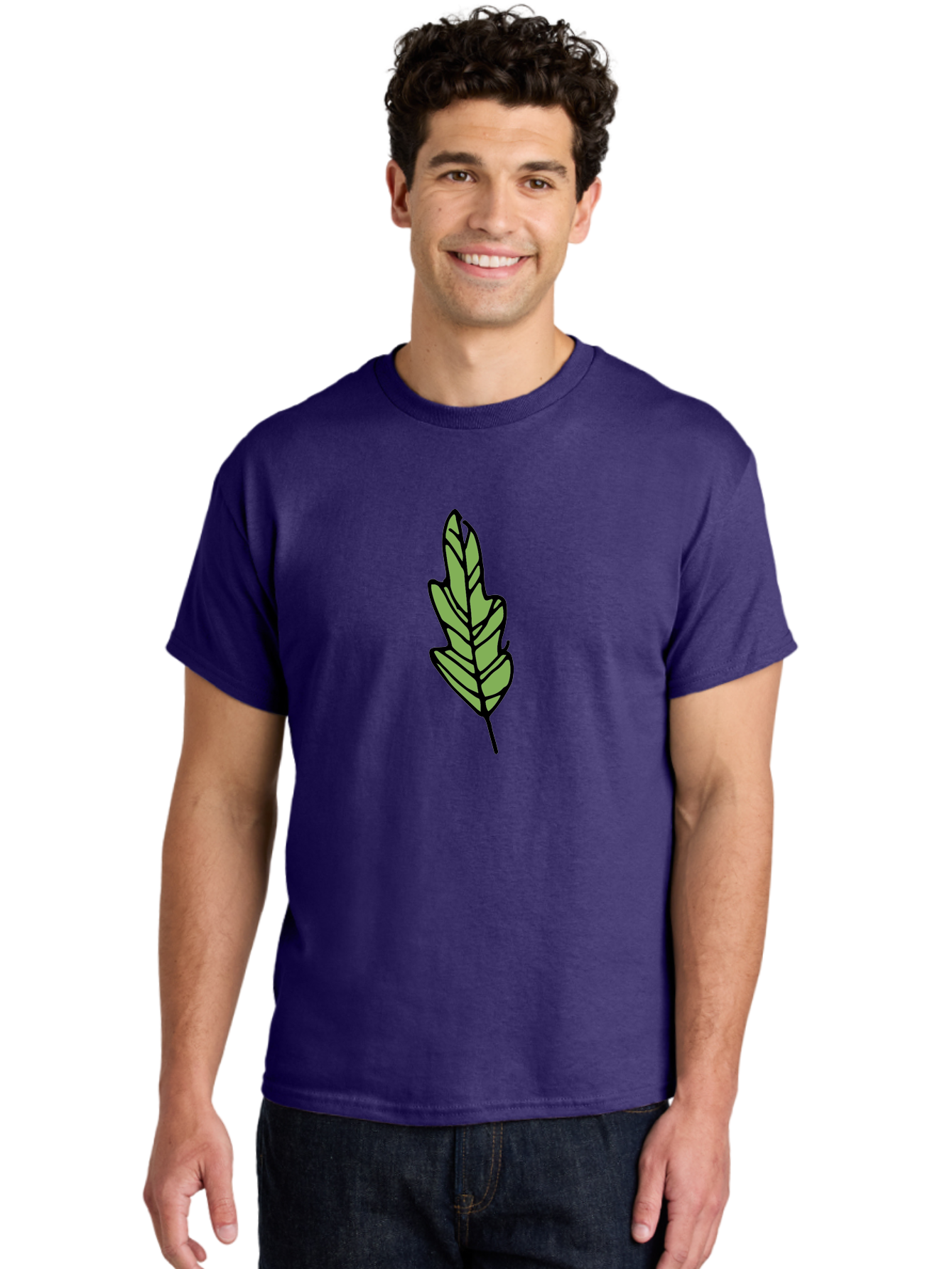 Leaf-Illustration Men'S Graphic Tee, 100% Cotton, Comfortable Casual Summer Wear, Machine Washable, Simple Leaf Design, Cartoon Leaf Illustration, Green Leaf Graphic, Leaf Outline, Minimalist Leaf Art, Nature-Inspired Illustration, -  Aaa963 22