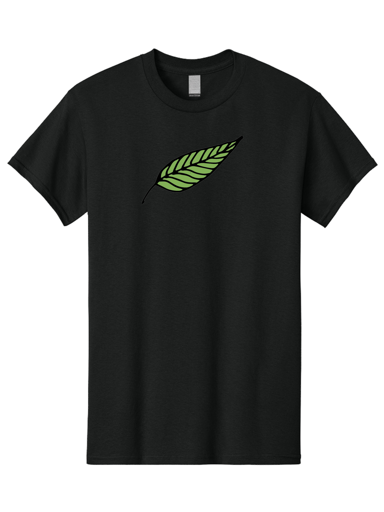 Leaf Men'S Graphic Tee, 100% Cotton, Comfortable Casual Summer Wear, Machine Washable, Leaf Icon, Olive Branch Symbol, Simple Illustration, Black Outline, Green Leaf, Minimalist Design, Symbolic Representation, Peace Symbol, -  Aaa965