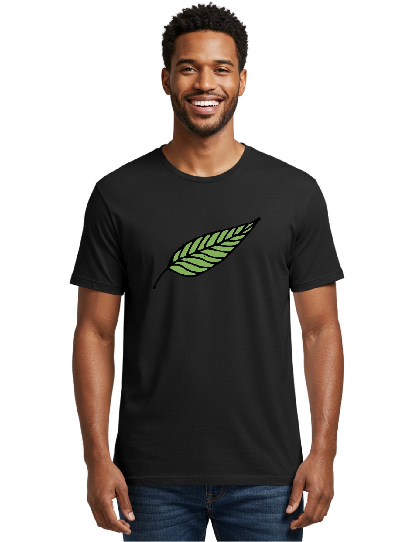 Leaf Men'S Graphic Tee, 100% Cotton, Comfortable Casual Summer Wear, Machine Washable, Leaf Icon, Olive Branch Symbol, Simple Illustration, Black Outline, Green Leaf, Minimalist Design, Symbolic Representation, Peace Symbol, -  Aaa965 17