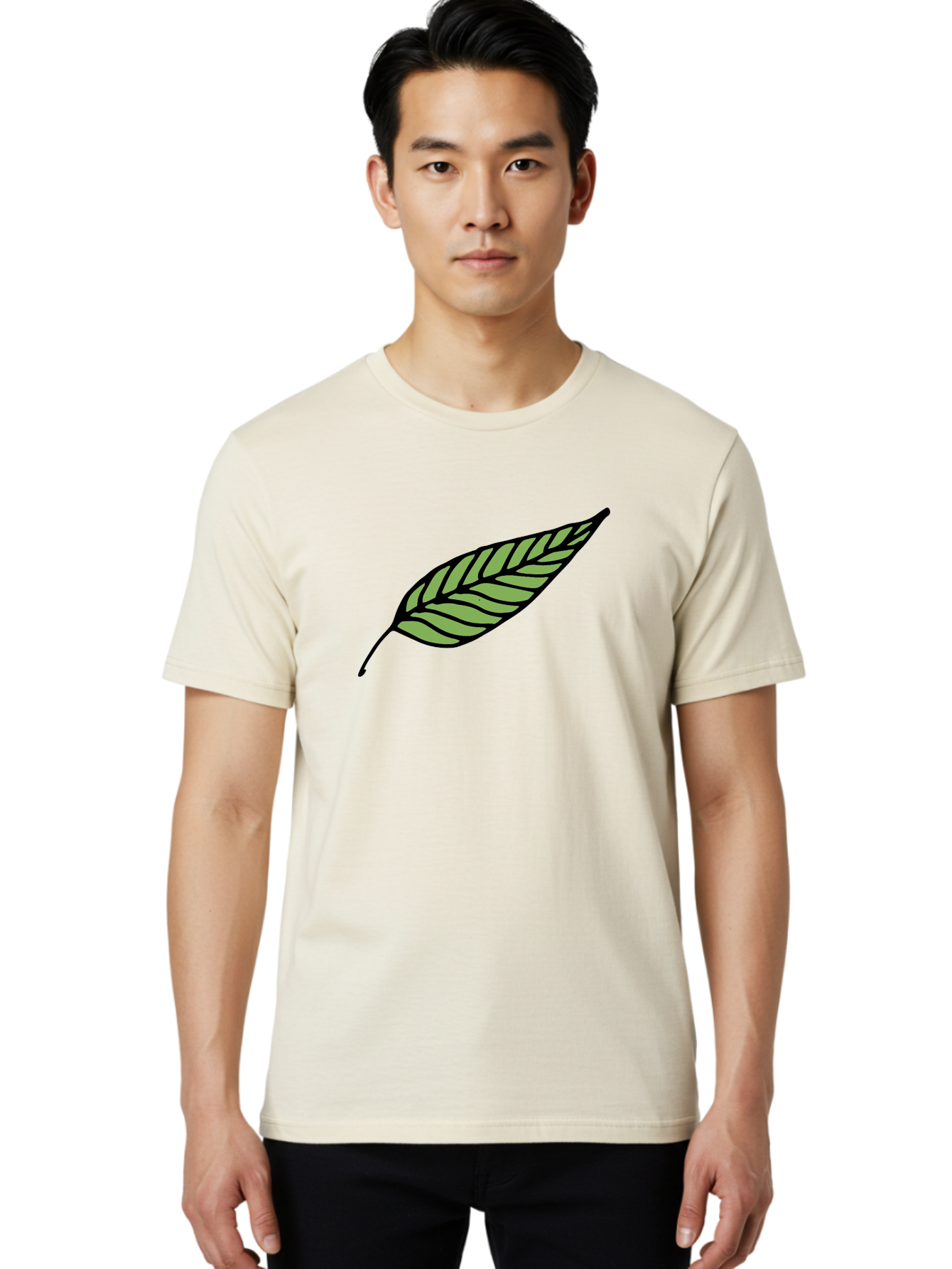 Leaf Men'S Graphic Tee, 100% Cotton, Comfortable Casual Summer Wear, Machine Washable, Leaf Icon, Olive Branch Symbol, Simple Illustration, Black Outline, Green Leaf, Minimalist Design, Symbolic Representation, Peace Symbol, -  Aaa965 18