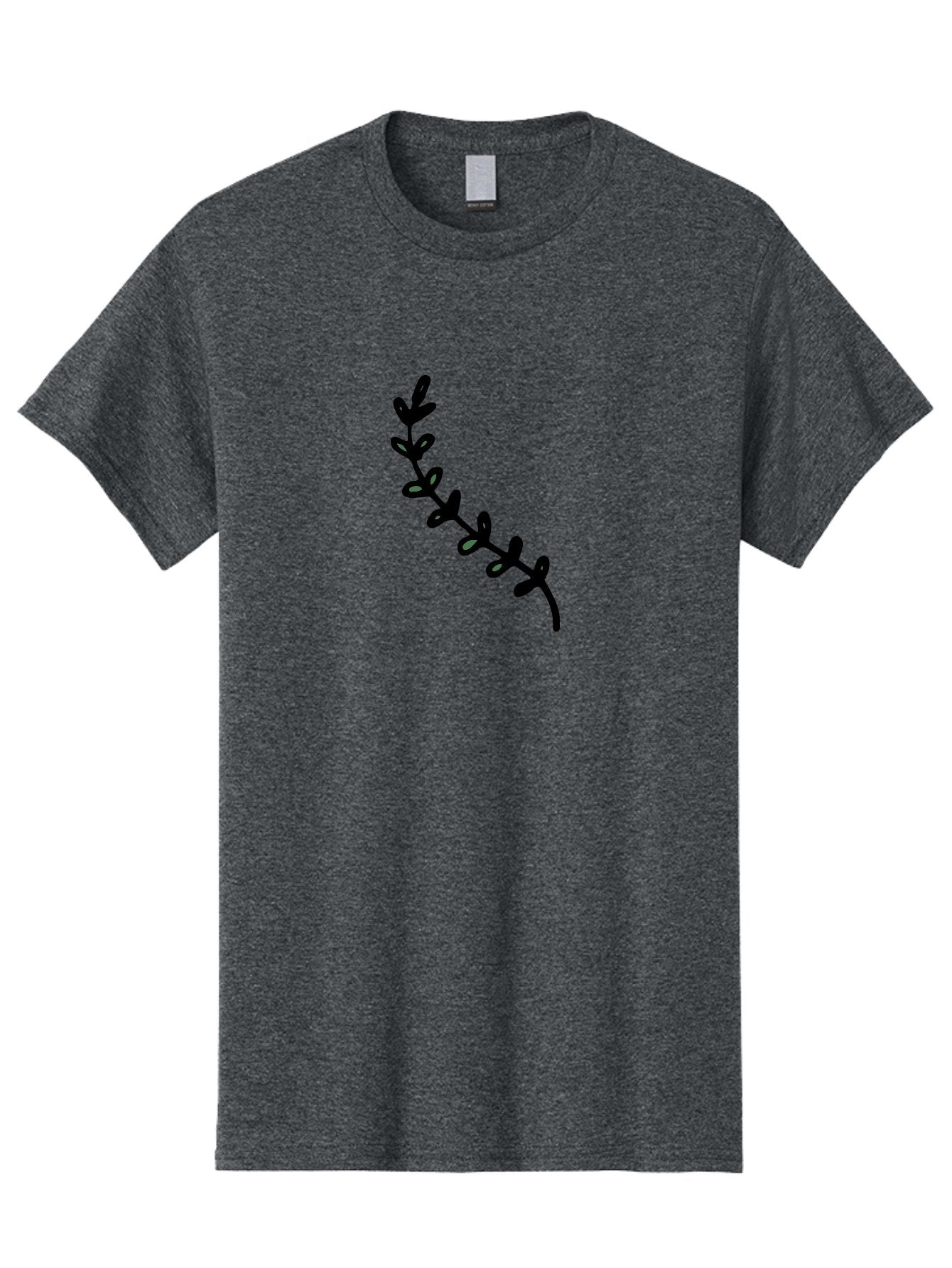 Leafy-Branch Men'S Graphic Tee, 100% Cotton, Comfortable Casual Summer Wear, Machine Washable, Simple Vine, Curved Stem, Black Leaves, Grey Highlights, Digital Art, Minimalist Design, Simple Shapes, Modern Illustration, Stylized Foliage, -  Aaa966 12