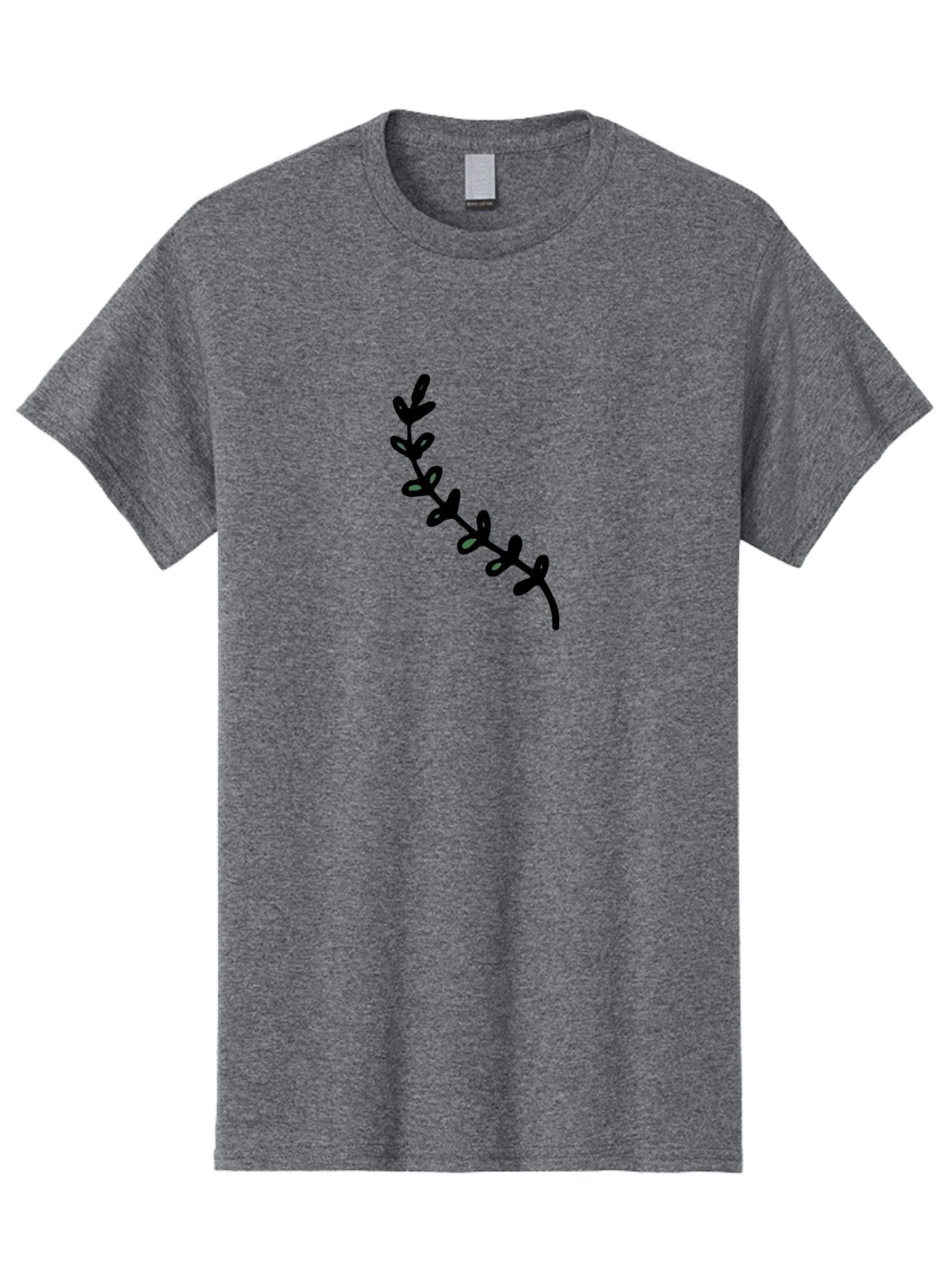 Leafy-Branch Men'S Graphic Tee, 100% Cotton, Comfortable Casual Summer Wear, Machine Washable, Simple Vine, Curved Stem, Black Leaves, Grey Highlights, Digital Art, Minimalist Design, Simple Shapes, Modern Illustration, Stylized Foliage, -  Aaa966 15