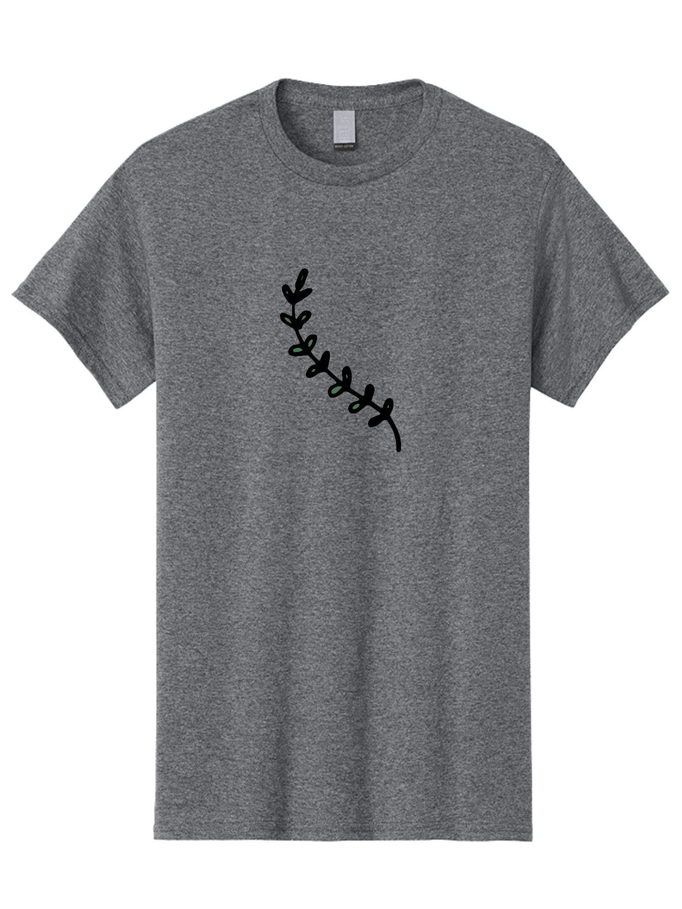 Leafy-Branch Men'S Graphic Tee, 100% Cotton, Comfortable Casual Summer Wear, Machine Washable, Simple Vine, Curved Stem, Black Leaves, Grey Highlights, Digital Art, Minimalist Design, Simple Shapes, Modern Illustration, Stylized Foliage, -  Aaa966 9