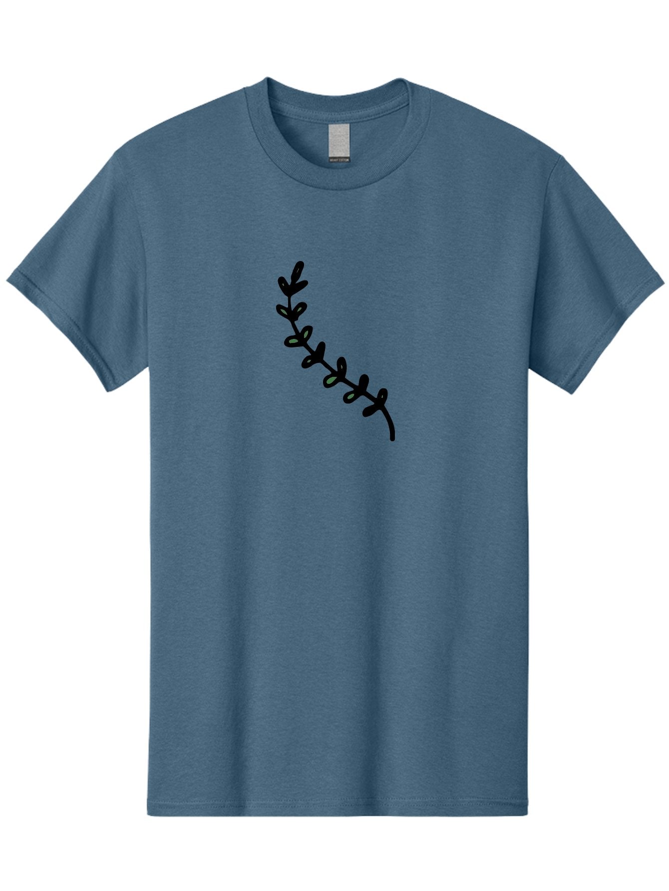 Leafy-Branch Men'S Graphic Tee, 100% Cotton, Comfortable Casual Summer Wear, Machine Washable, Simple Vine, Curved Stem, Black Leaves, Grey Highlights, Digital Art, Minimalist Design, Simple Shapes, Modern Illustration, Stylized Foliage, -  Aaa966 7