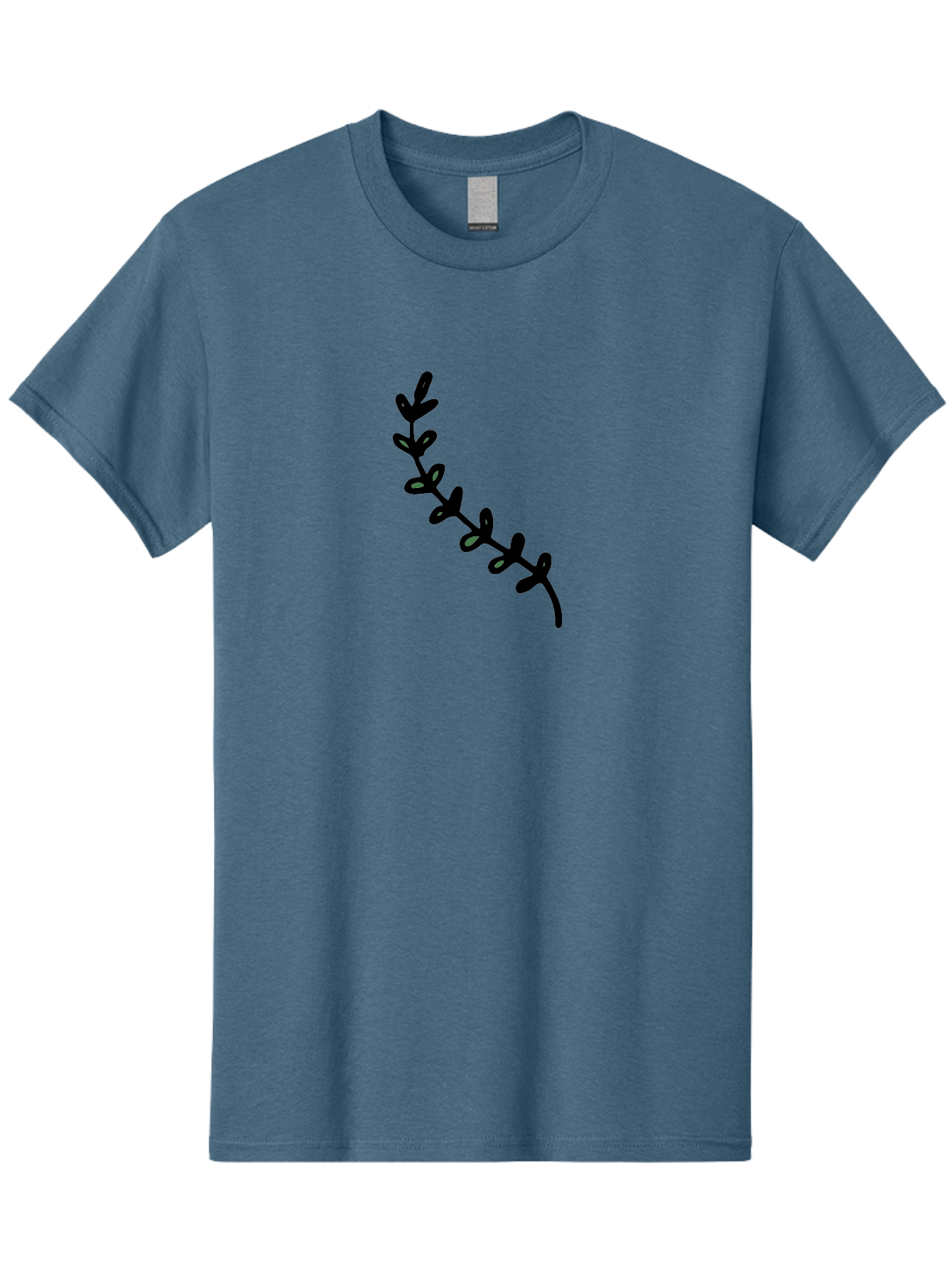 Leafy-Branch Men'S Graphic Tee, 100% Cotton, Comfortable Casual Summer Wear, Machine Washable, Simple Vine, Curved Stem, Black Leaves, Grey Highlights, Digital Art, Minimalist Design, Simple Shapes, Modern Illustration, Stylized Foliage, -  Aaa966 11
